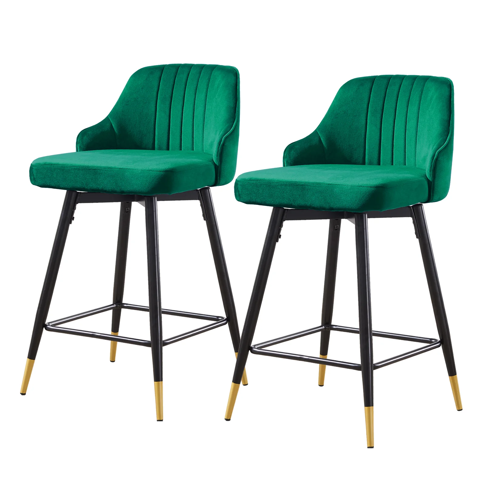 Set Of Two 35" Green and Black Bar Height Chairs By Homeroots - Image 2