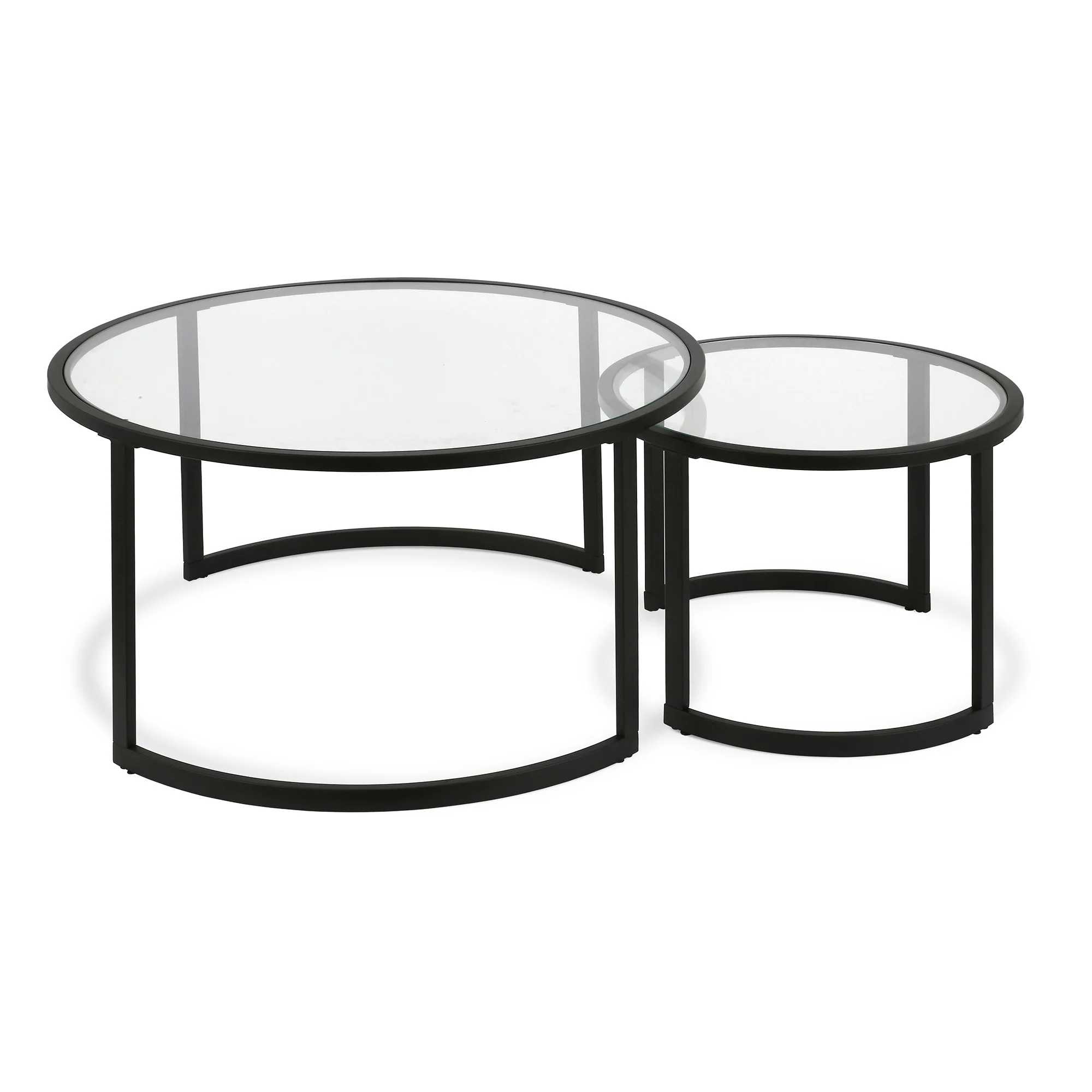 Set Of Two 36" Black Glass Round Nested Coffee Tables By Homeroots - Image 5