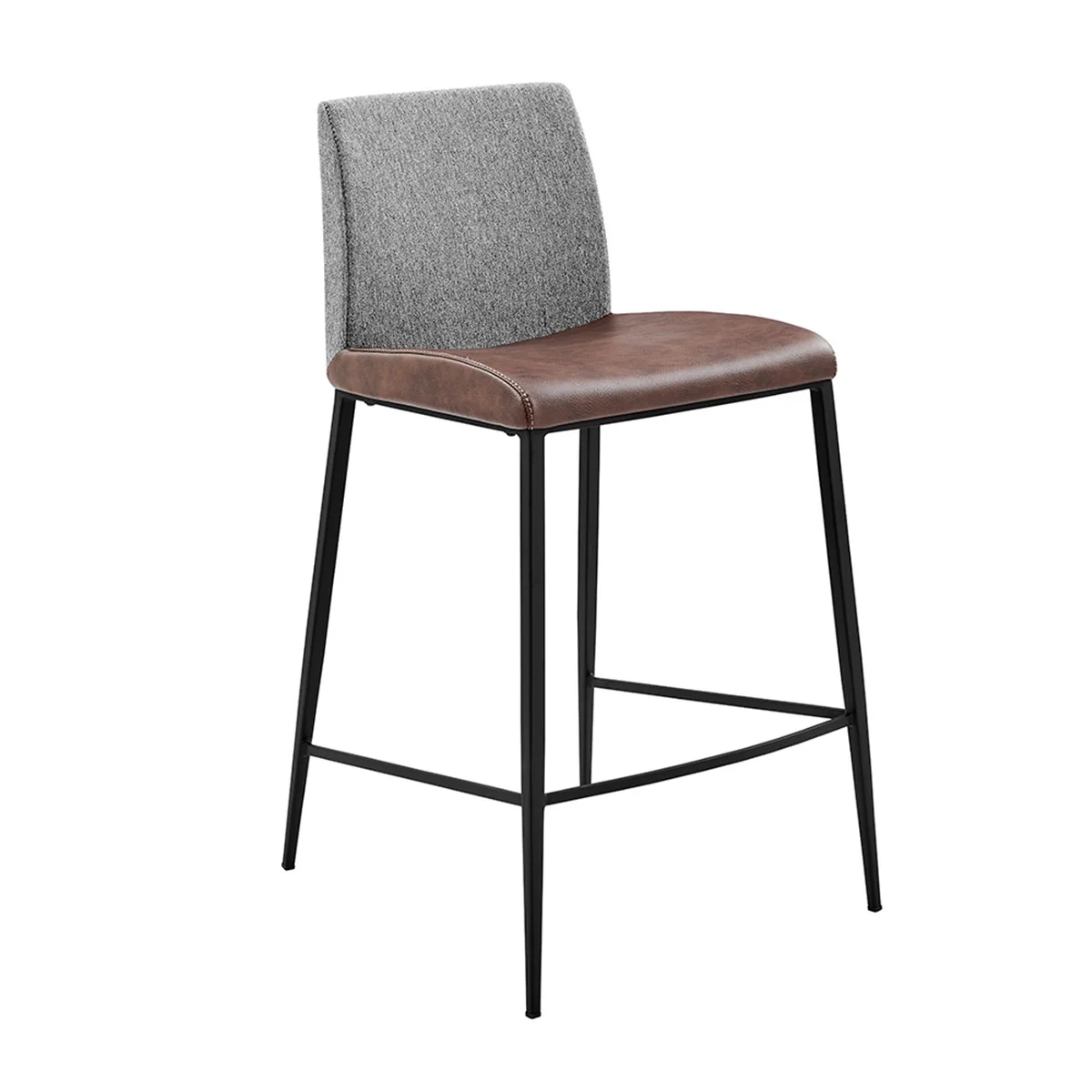 Set Of Two 36" Brown And Black Steel Low Back Counter Height Bar Chairs With Footrest By Homeroots - Image 3