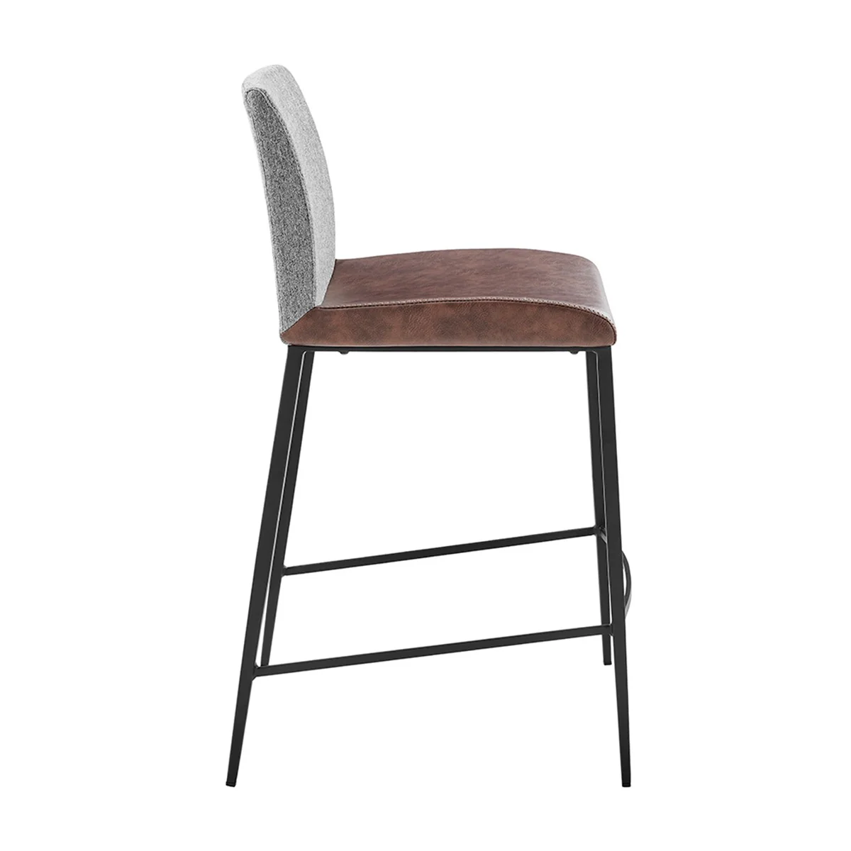 Set Of Two 36" Brown And Black Steel Low Back Counter Height Bar Chairs With Footrest By Homeroots - Image 4