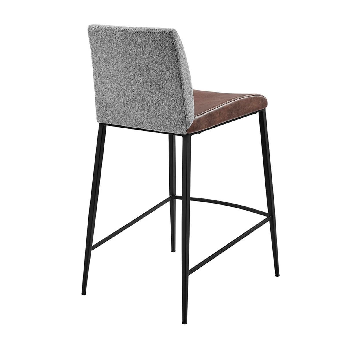 Set Of Two 36" Brown And Black Steel Low Back Counter Height Bar Chairs With Footrest By Homeroots - Image 5