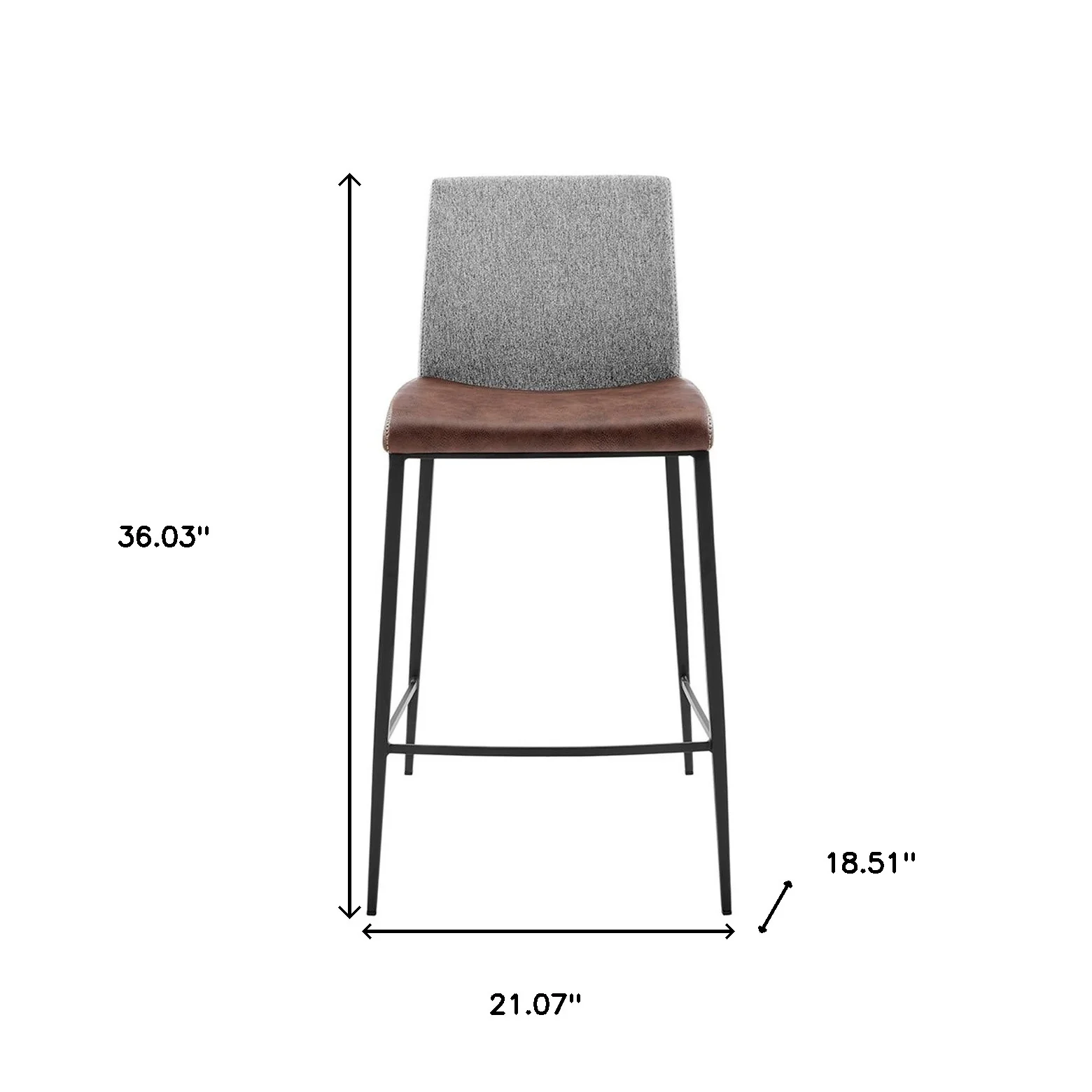 Set Of Two 36" Brown And Black Steel Low Back Counter Height Bar Chairs With Footrest By Homeroots - Image 7