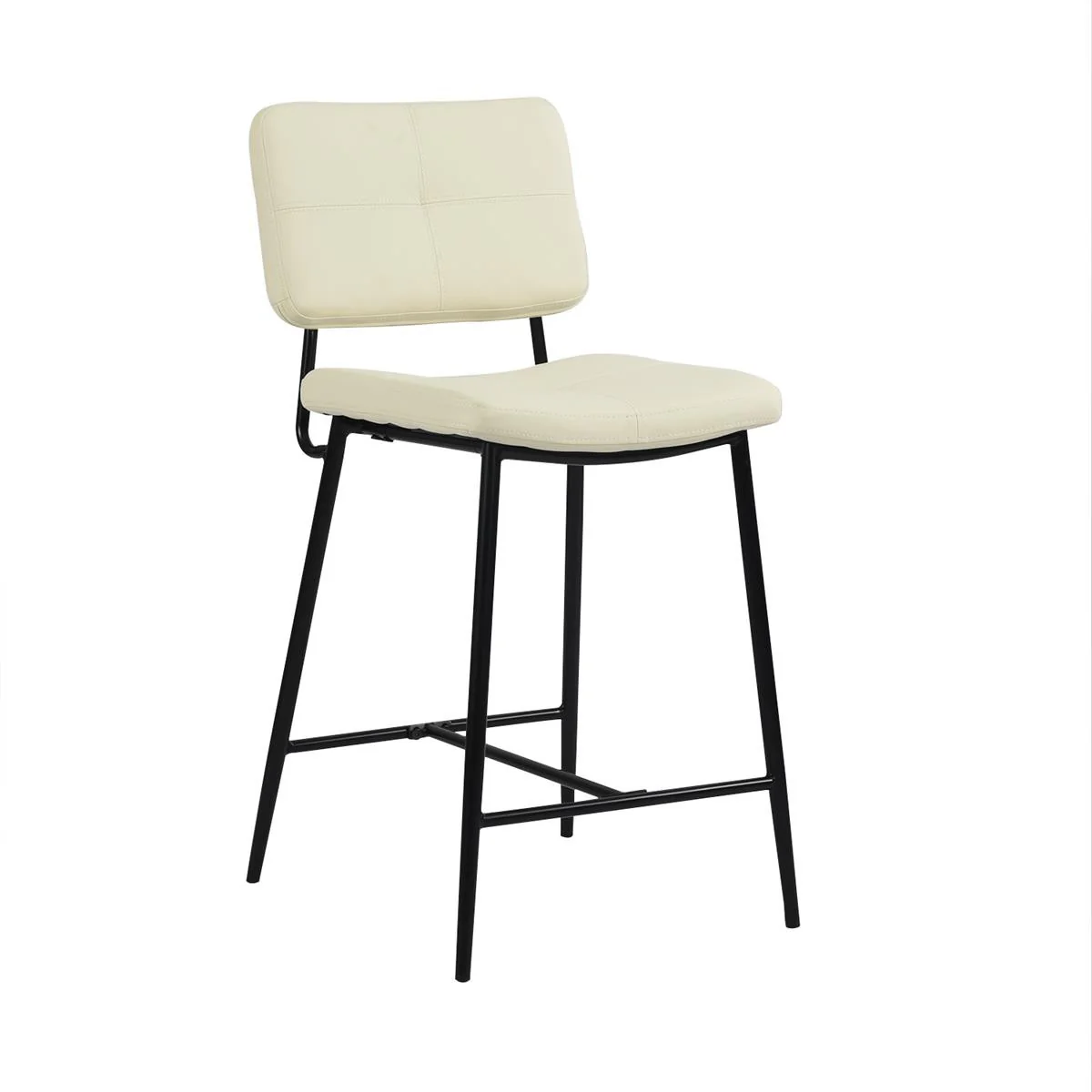 Set Of Two 36" Cream Faux Leather And Black Low Back Counter Height Bar Chairs By Homeroots - Image 2