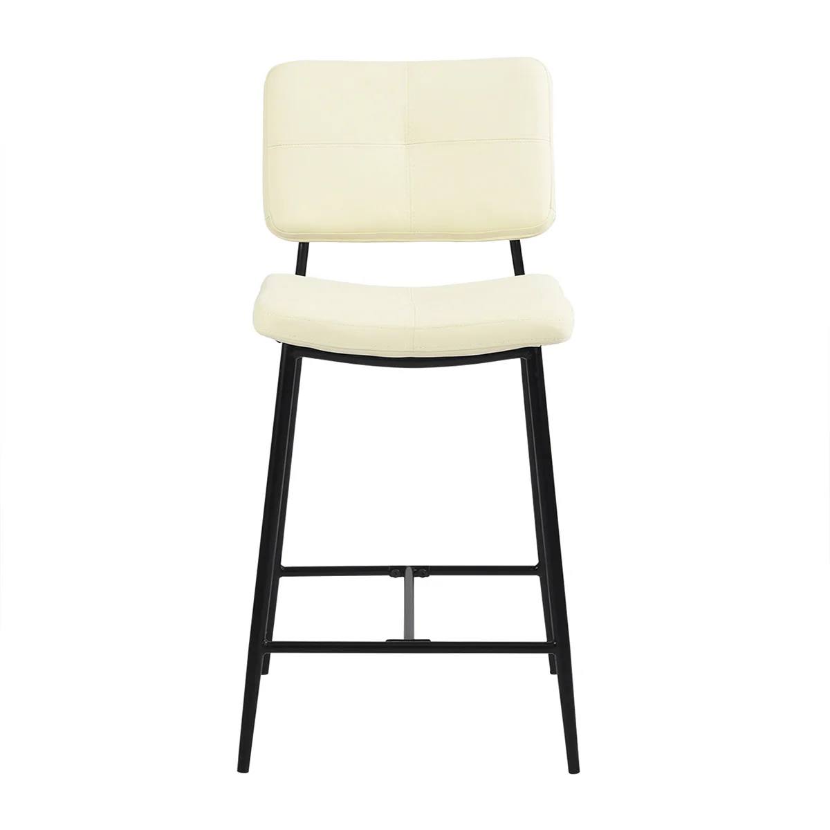 Set Of Two 36" Cream Faux Leather And Black Low Back Counter Height Bar Chairs By Homeroots - Image 3