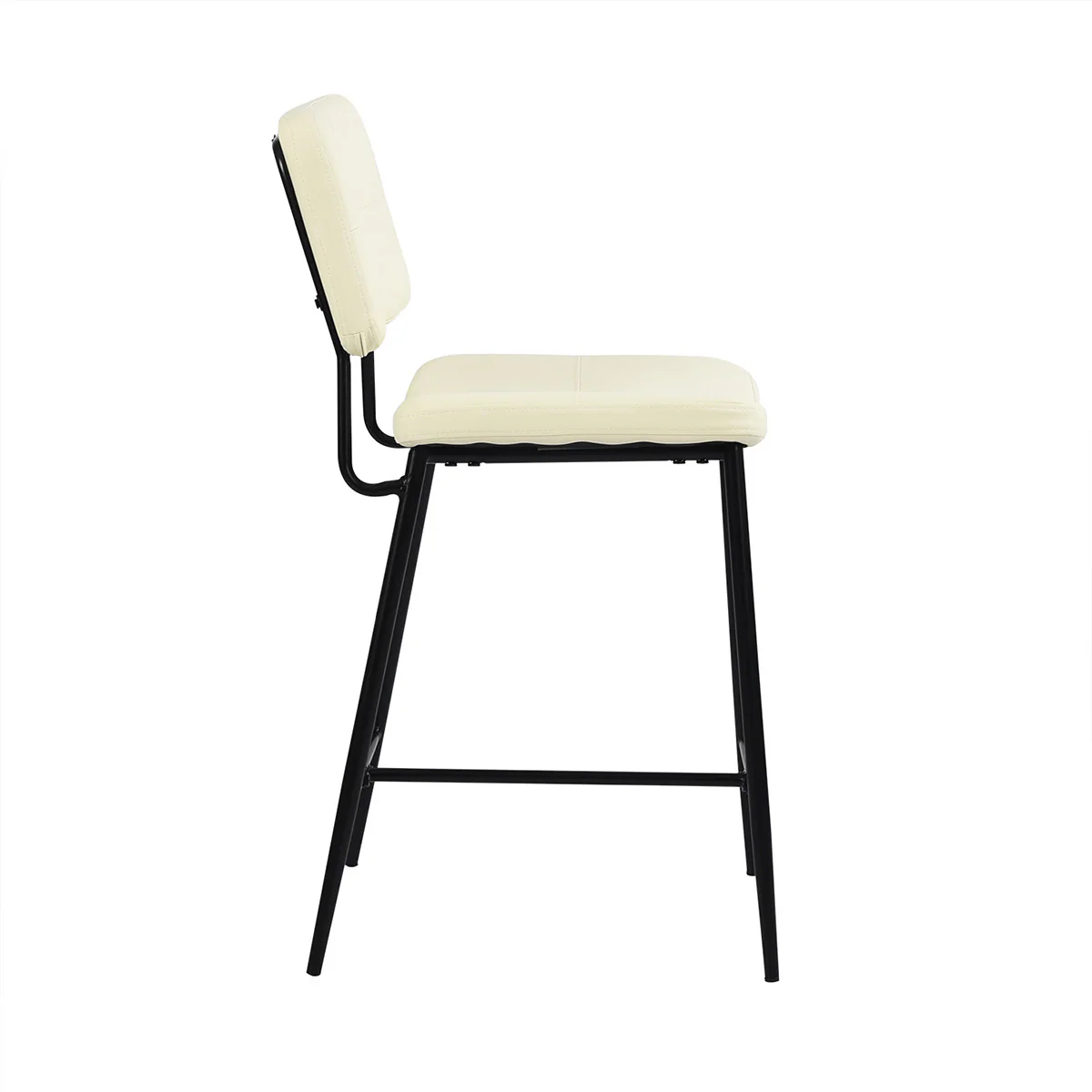 Set Of Two 36" Cream Faux Leather And Black Low Back Counter Height Bar Chairs By Homeroots - Image 4