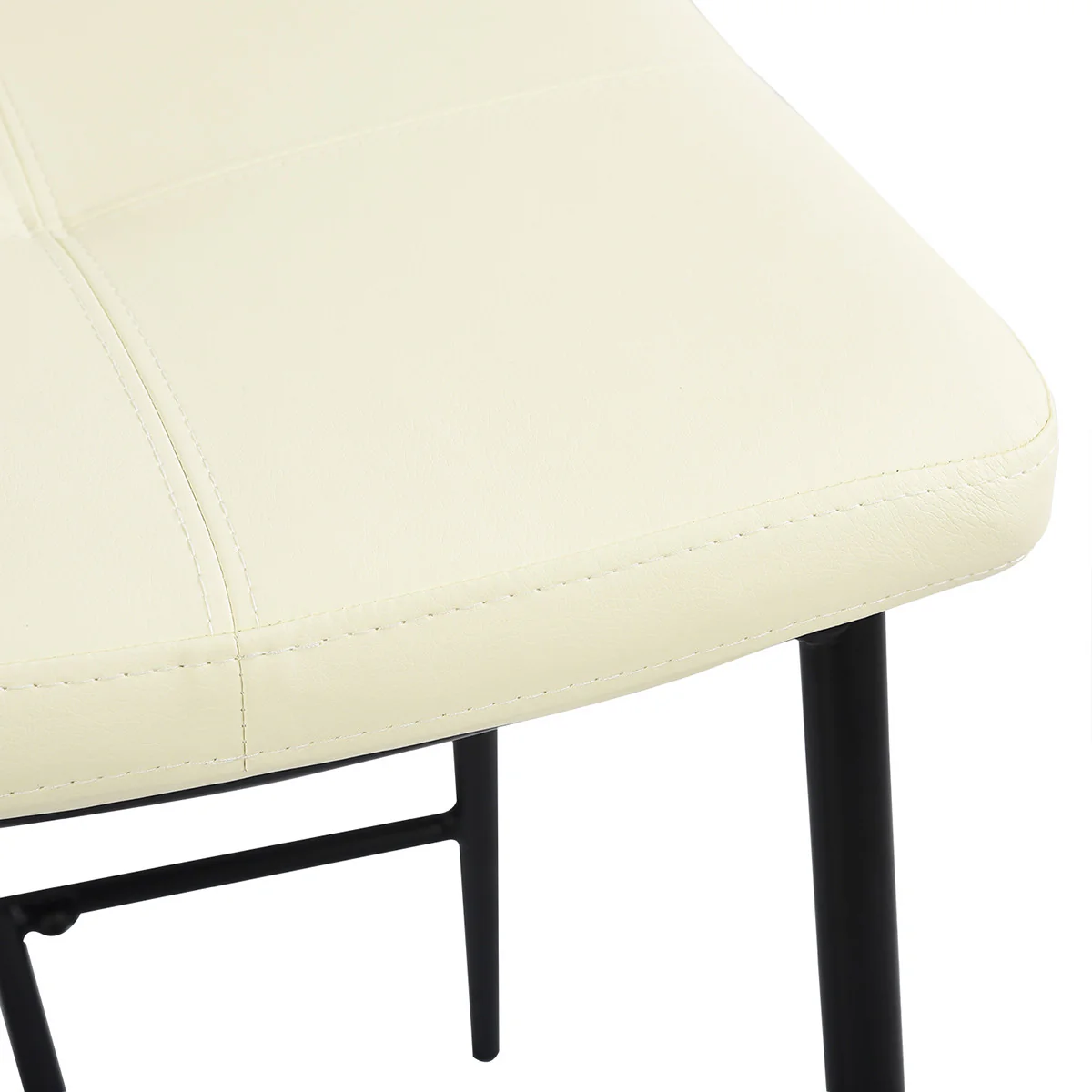 Set Of Two 36" Cream Faux Leather And Black Low Back Counter Height Bar Chairs By Homeroots - Image 5
