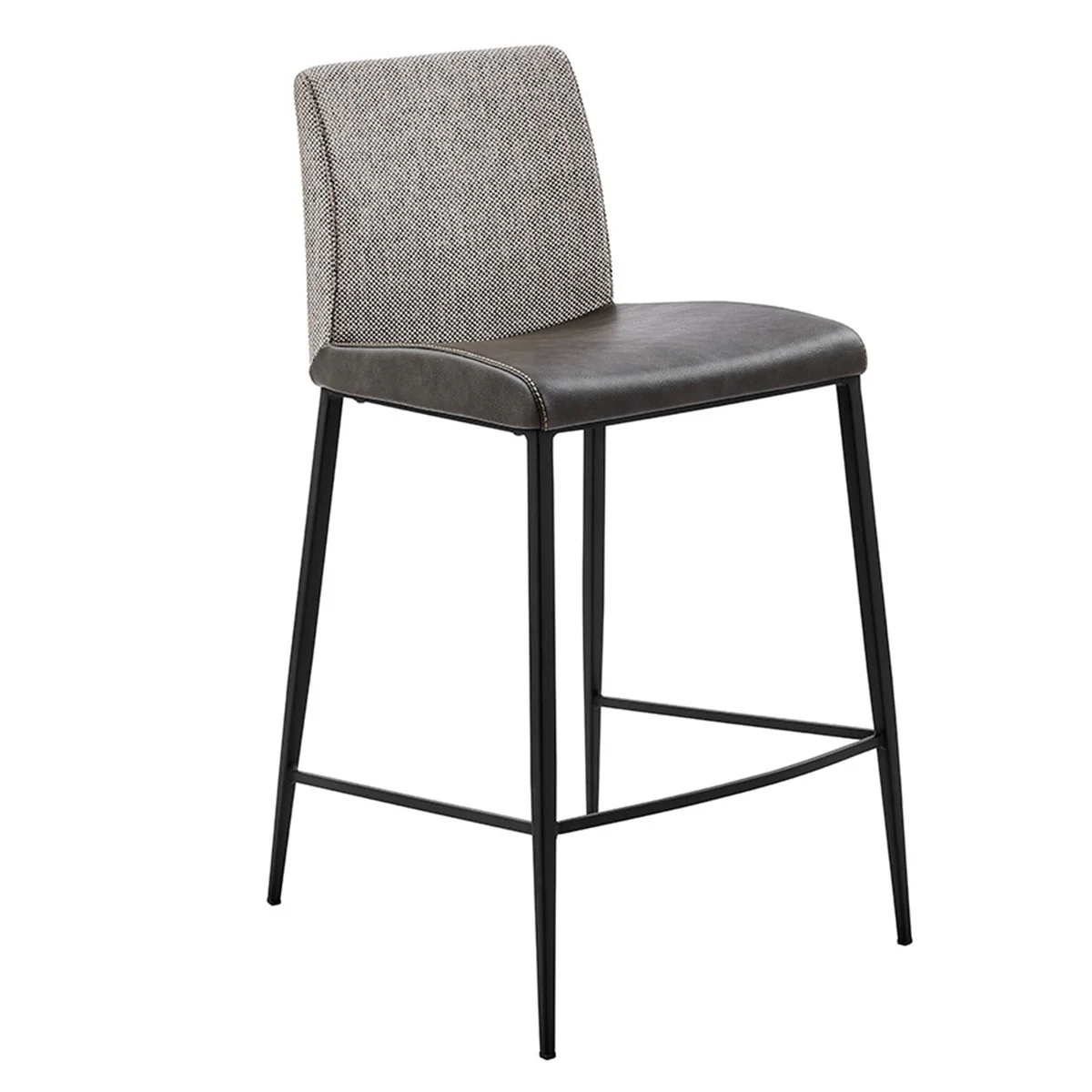 Set Of Two 36" Gray And Black Steel Low Back Counter Height Bar Chairs With Footrest By Homeroots - Image 3