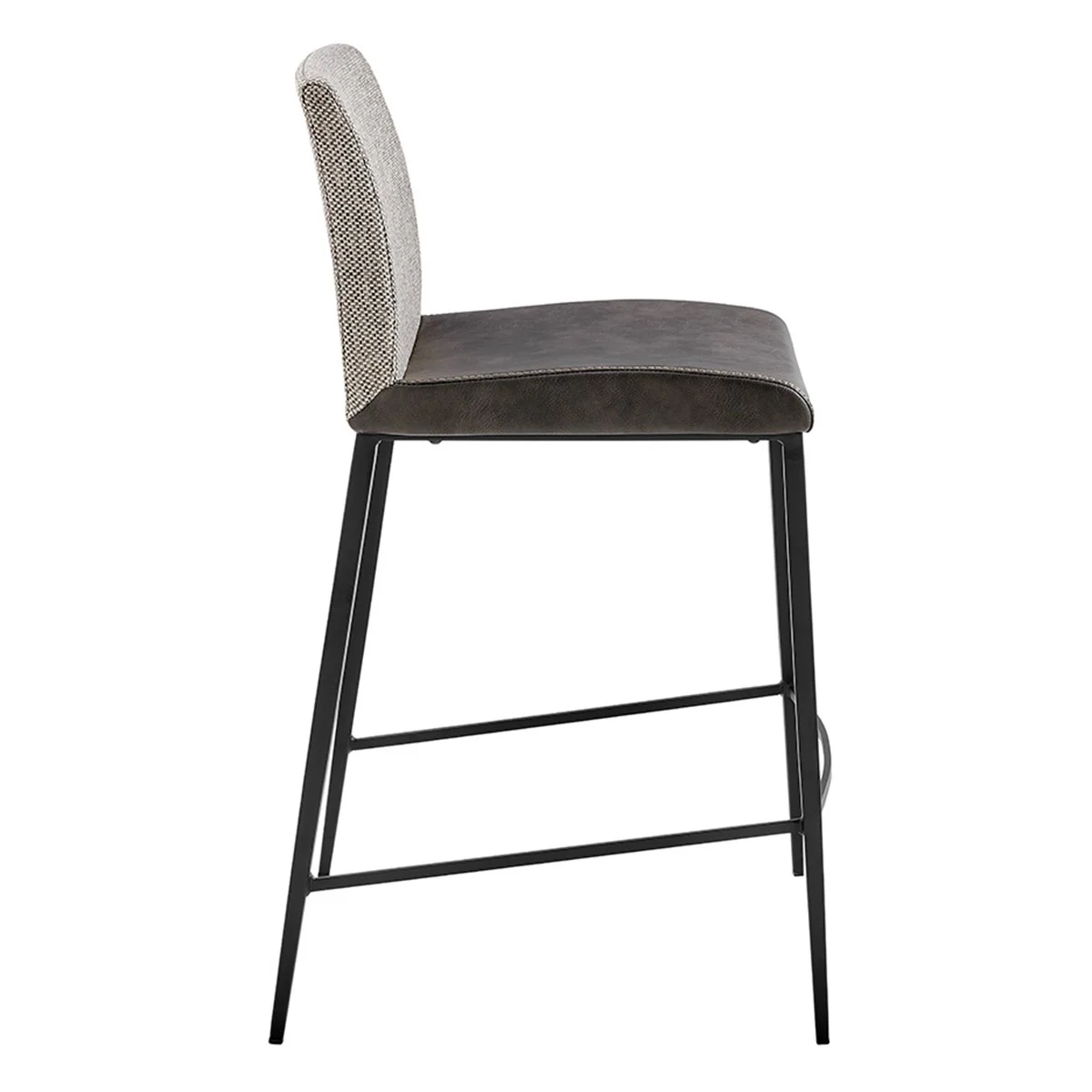 Set Of Two 36" Gray And Black Steel Low Back Counter Height Bar Chairs With Footrest By Homeroots - Image 4