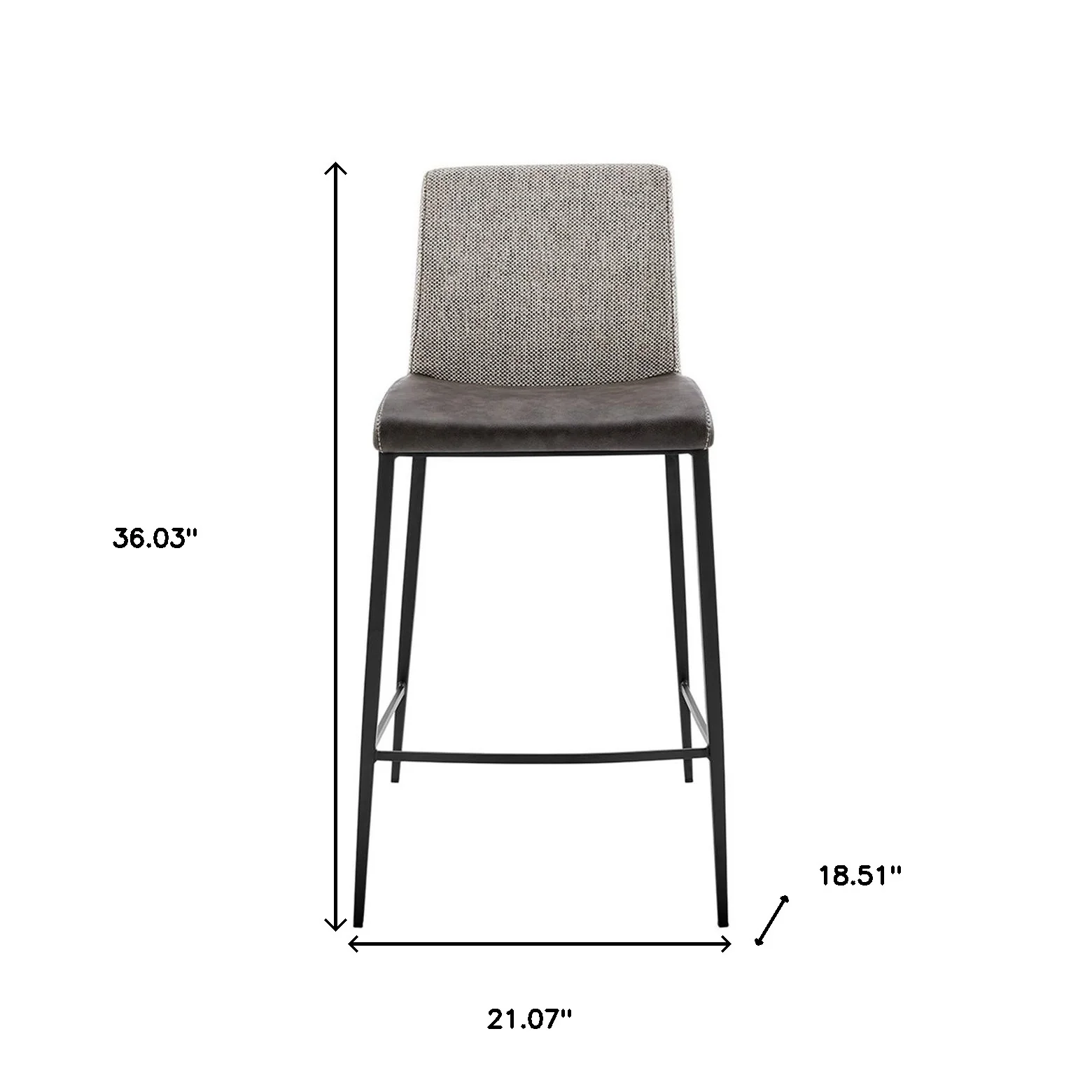 Set Of Two 36" Gray And Black Steel Low Back Counter Height Bar Chairs With Footrest By Homeroots - Image 7