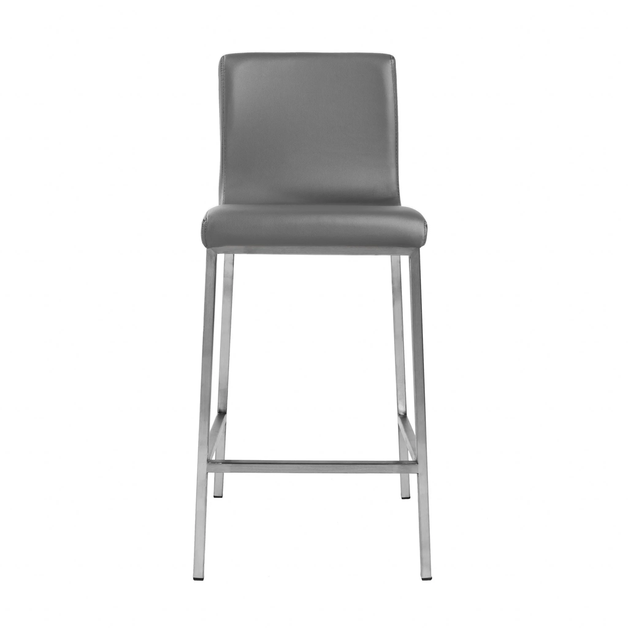 Set Of Two 36" Gray And Silver Steel Low Back Counter Height Bar Chairs With Footrest By Homeroots - Image 2