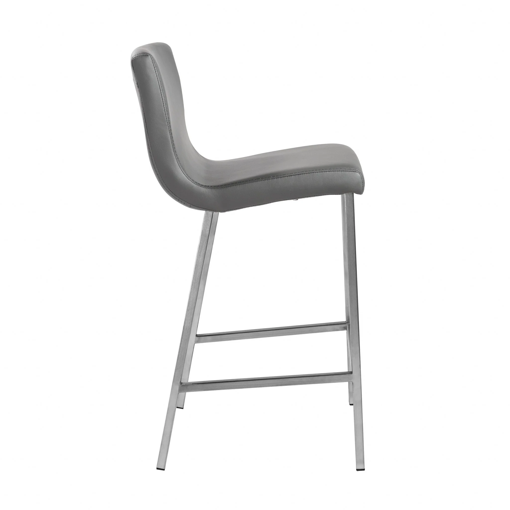 Set Of Two 36" Gray And Silver Steel Low Back Counter Height Bar Chairs With Footrest By Homeroots - Image 3