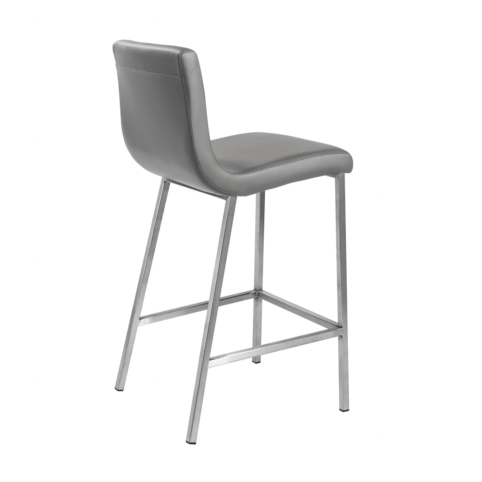 Set Of Two 36" Gray And Silver Steel Low Back Counter Height Bar Chairs With Footrest By Homeroots - Image 4