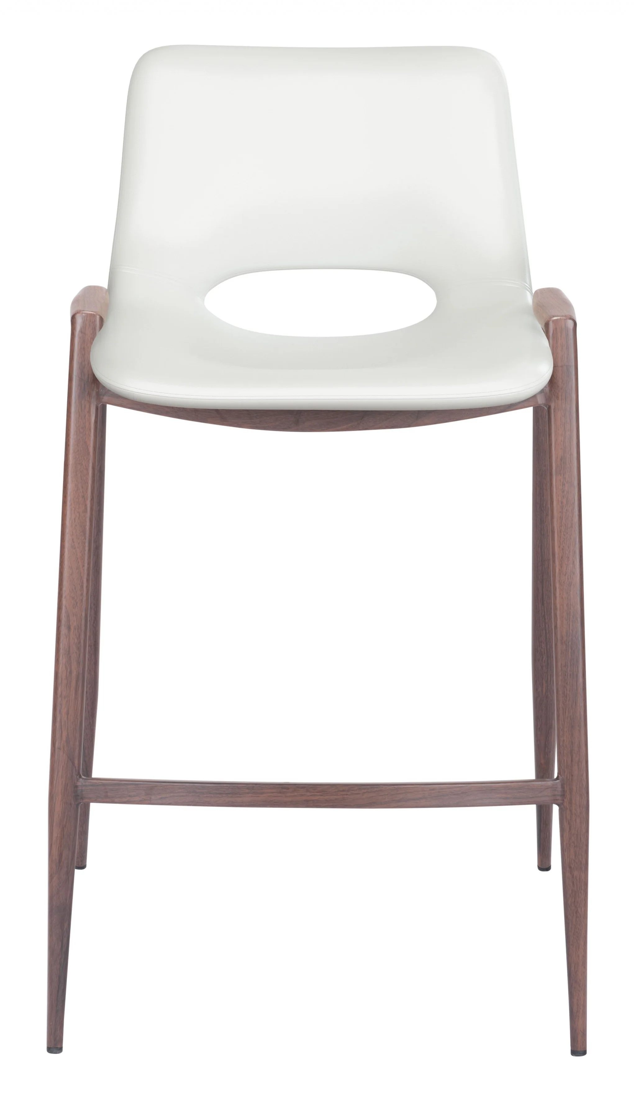 Set Of Two 36" White And Brown Steel Low Back Counter Height Bar Chairs With Footrest By Homeroots - Image 2