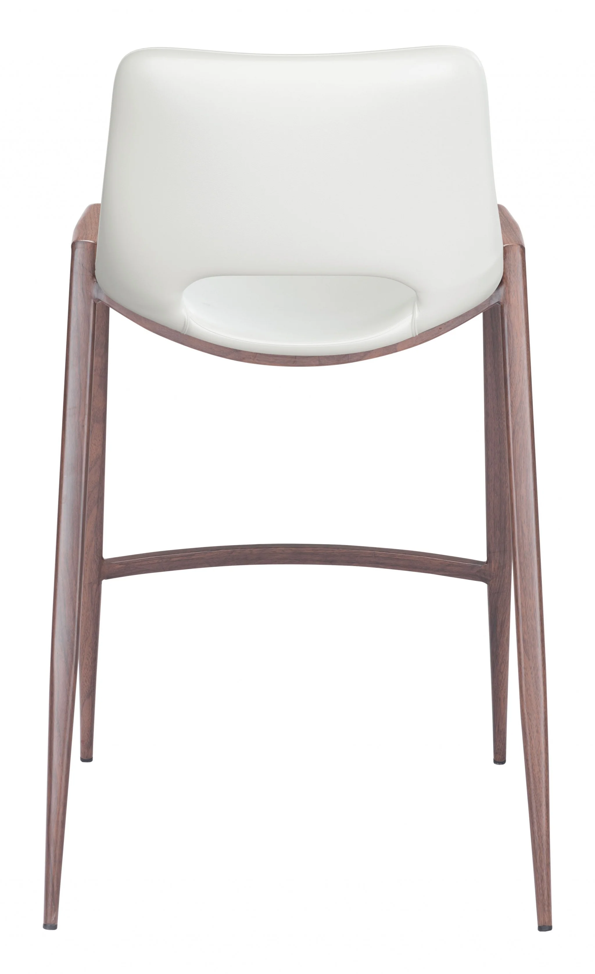 Set Of Two 36" White And Brown Steel Low Back Counter Height Bar Chairs With Footrest By Homeroots - Image 3