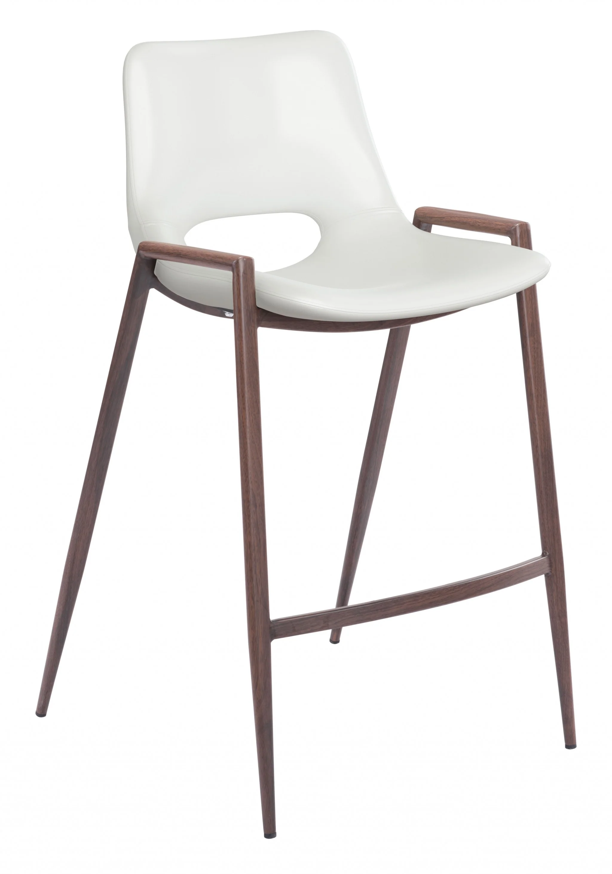 Set Of Two 36" White And Brown Steel Low Back Counter Height Bar Chairs With Footrest By Homeroots - Image 6
