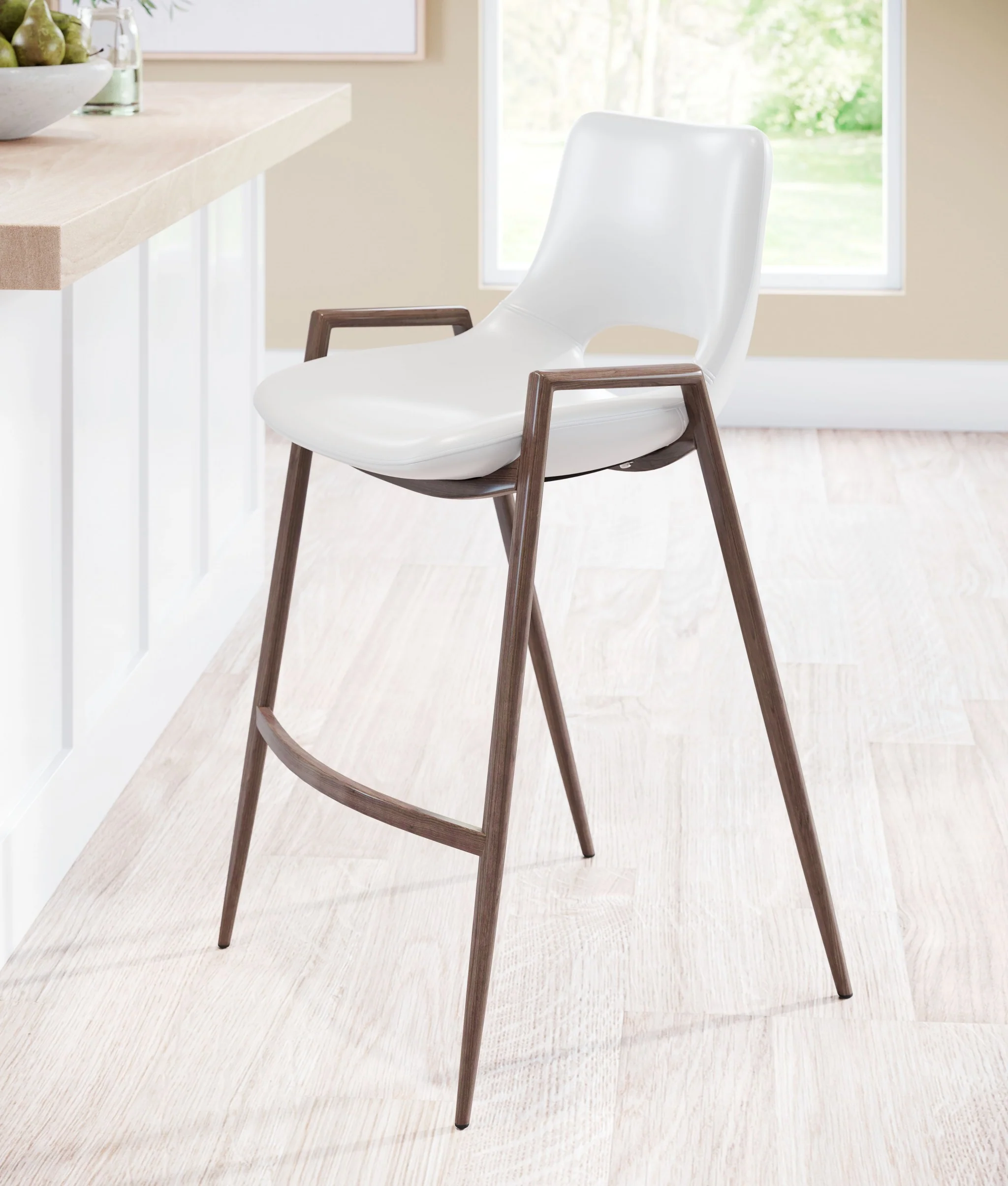 Set Of Two 36" White And Brown Steel Low Back Counter Height Bar Chairs With Footrest By Homeroots - Image 8