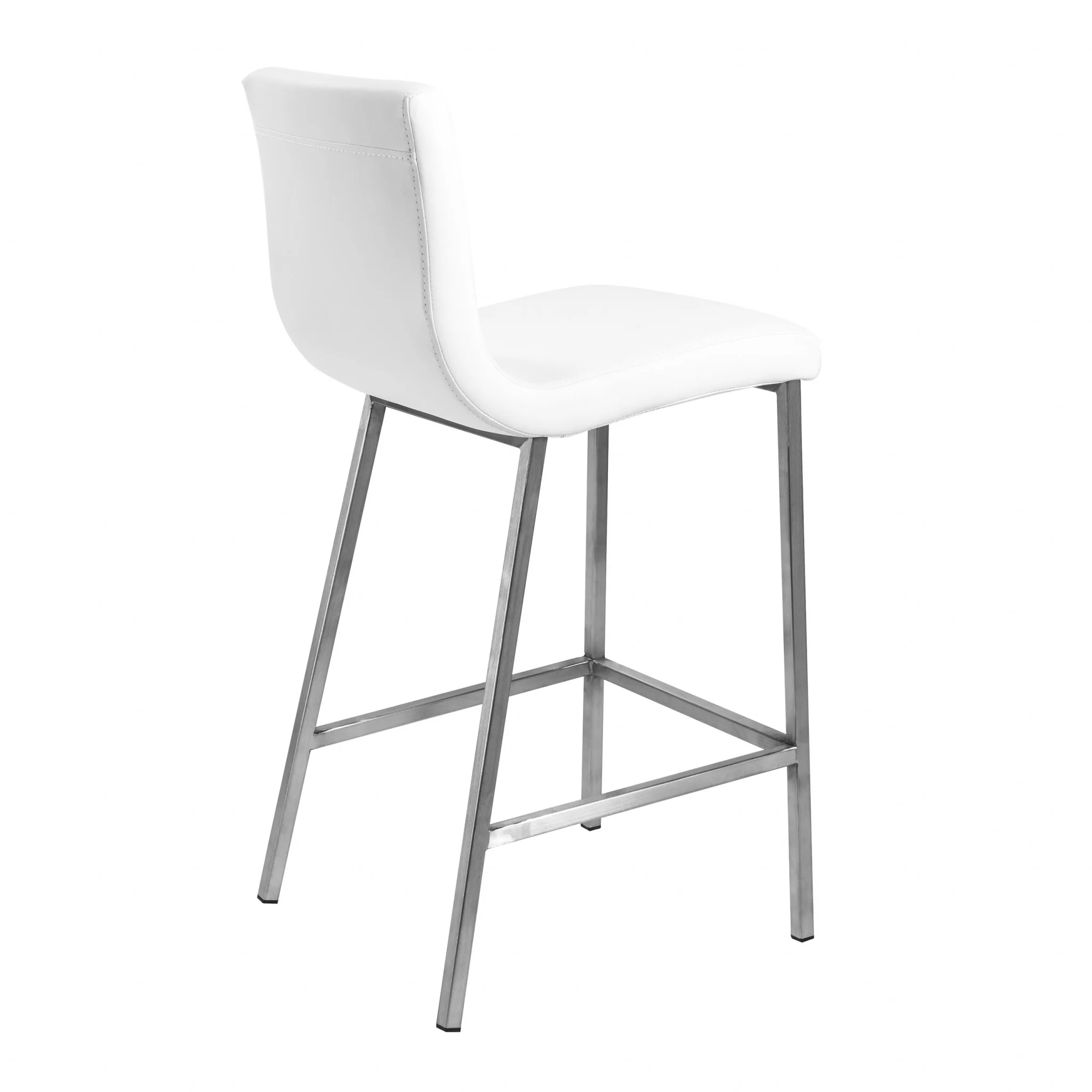 Set Of Two 36" White And Silver Steel Low Back Counter Height Bar Chairs With Footrest By Homeroots - Image 5