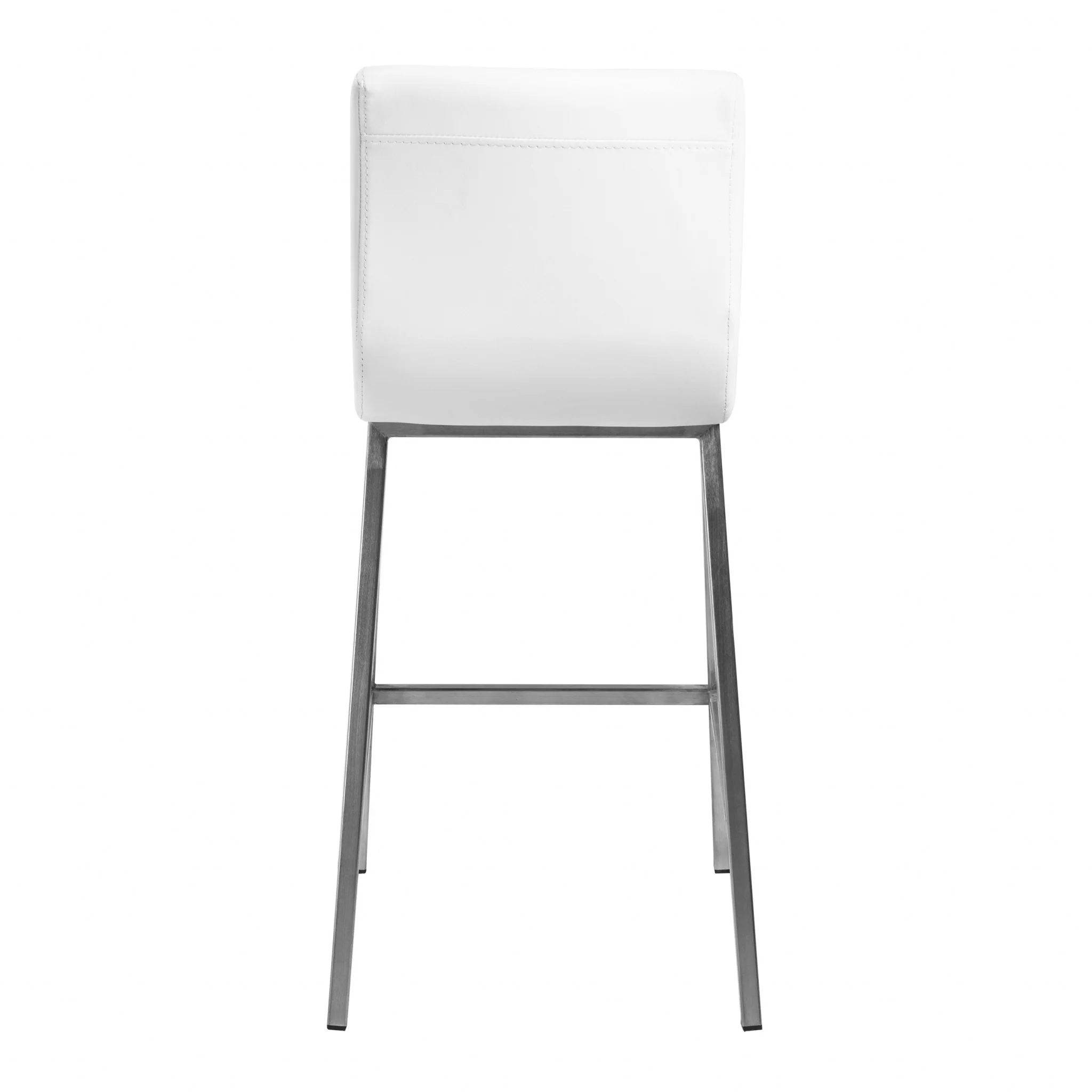 Set Of Two 36" White And Silver Steel Low Back Counter Height Bar Chairs With Footrest By Homeroots - Image 6