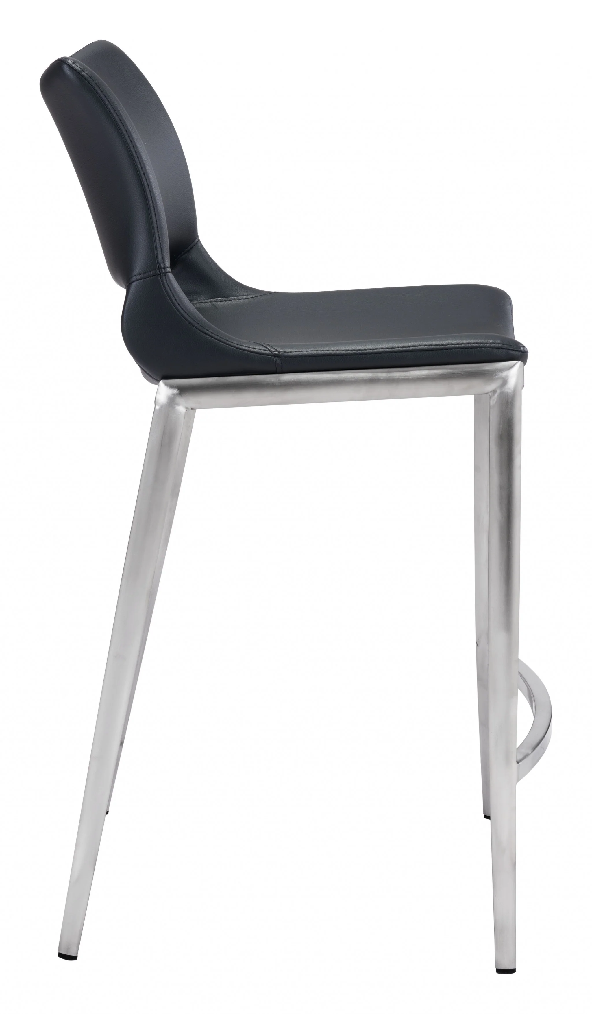 Set Of Two 37" Black And Silver Steel Low Back Counter Height Bar Chairs With Footrest By Homeroots - Image 2