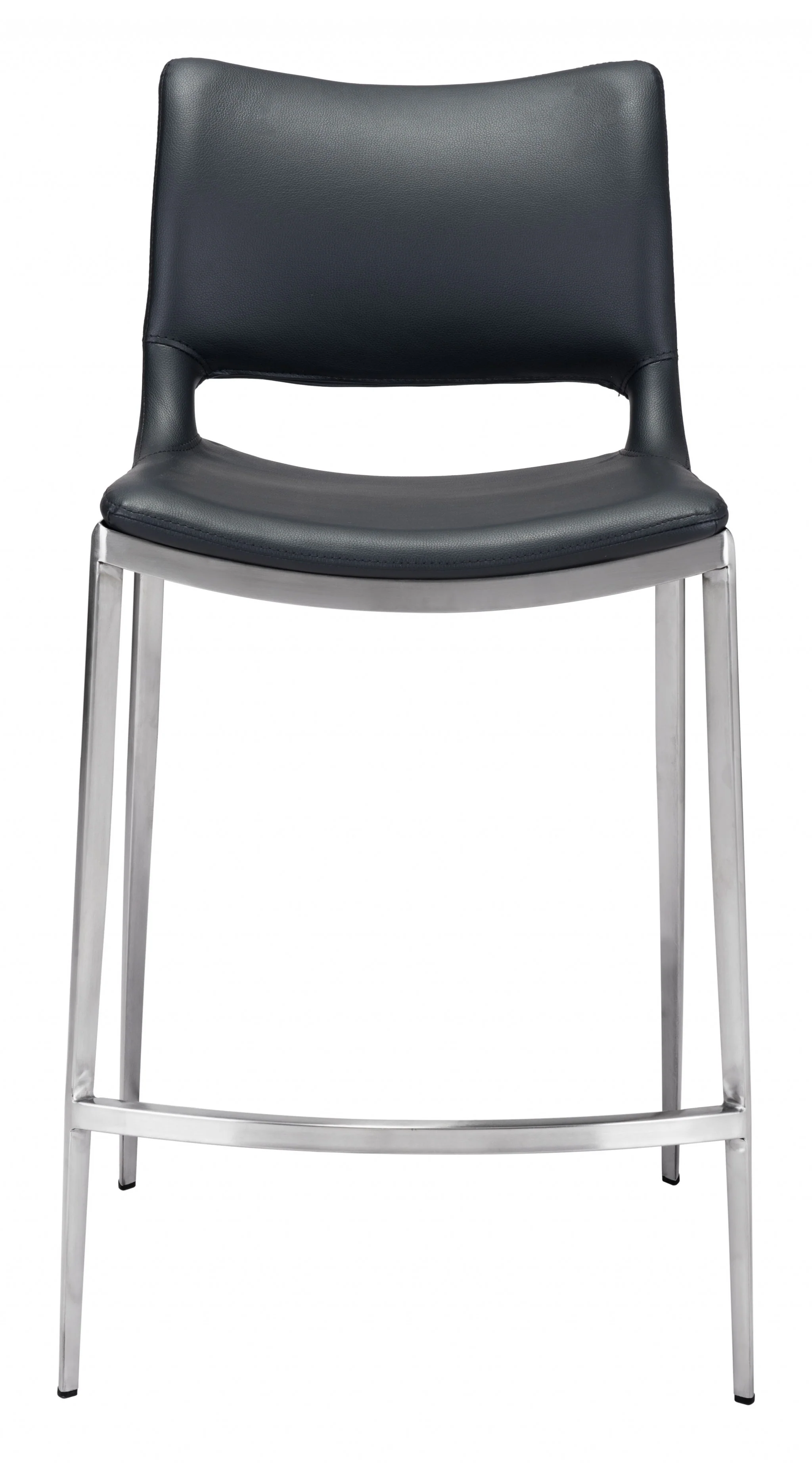 Set Of Two 37" Black And Silver Steel Low Back Counter Height Bar Chairs With Footrest By Homeroots - Image 3