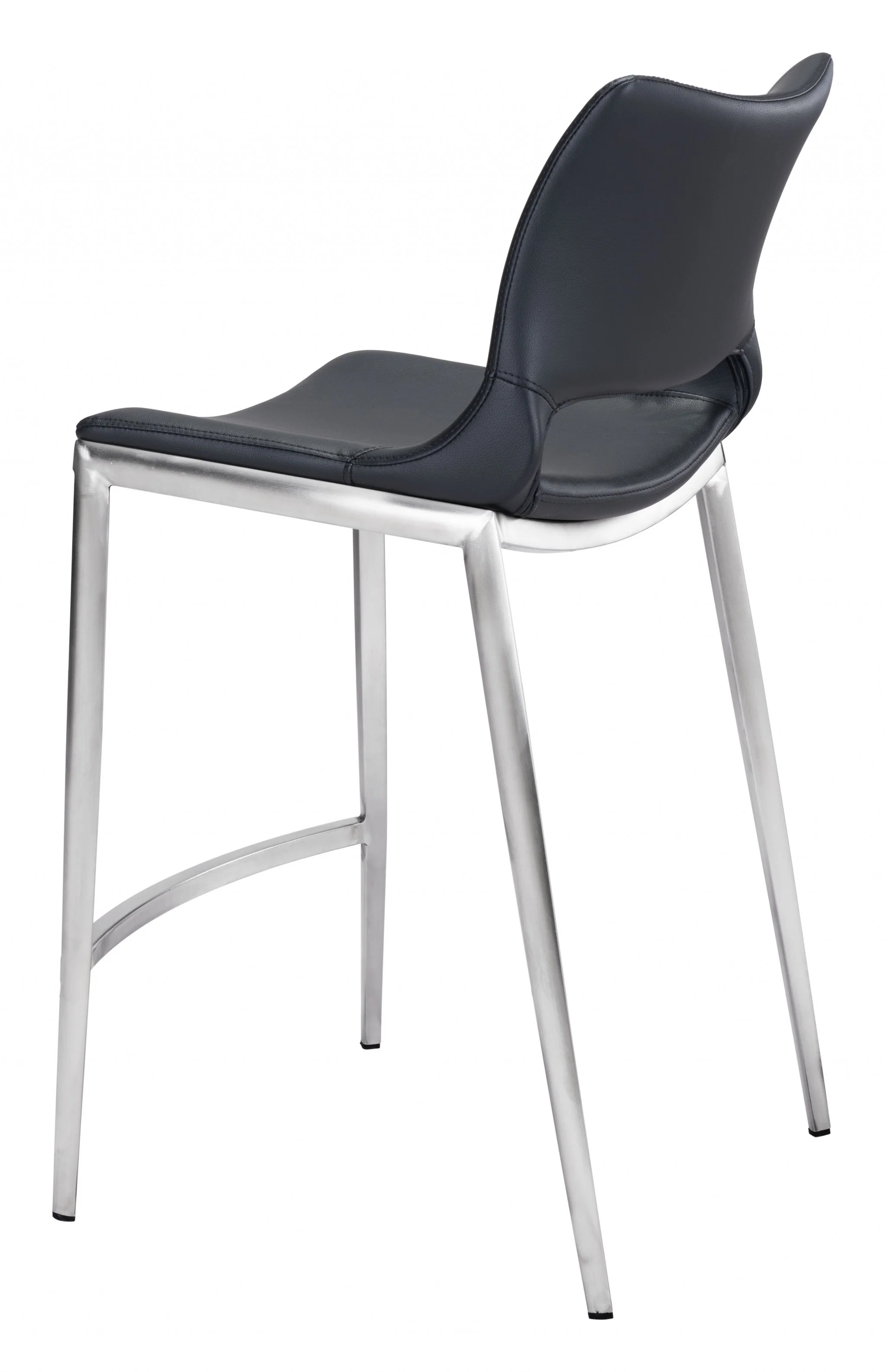 Set Of Two 37" Black And Silver Steel Low Back Counter Height Bar Chairs With Footrest By Homeroots - Image 5