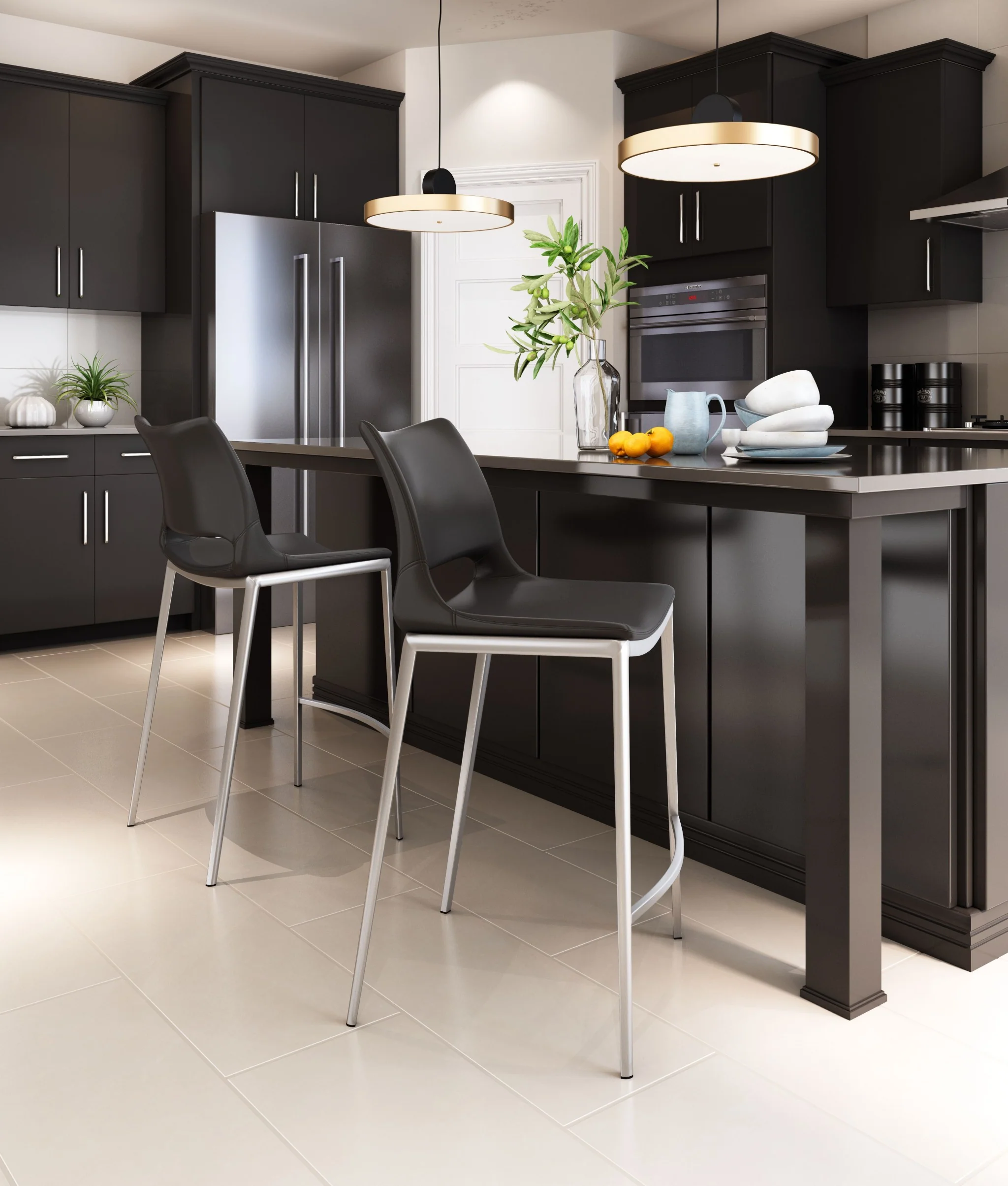 Set Of Two 37" Black And Silver Steel Low Back Counter Height Bar Chairs With Footrest By Homeroots - Image 7