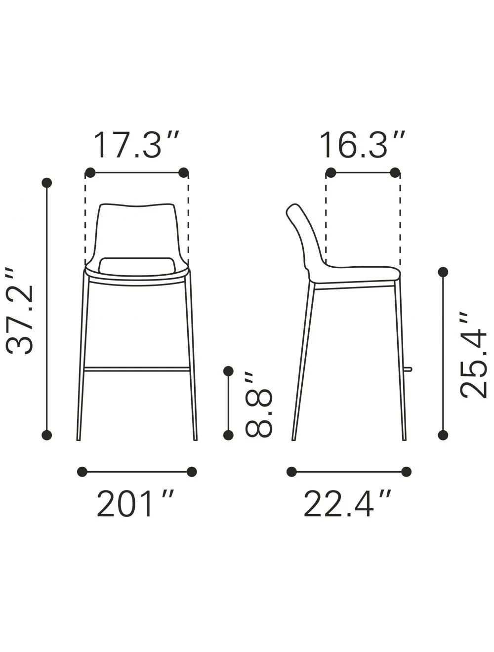 Set Of Two 37" Black And Silver Steel Low Back Counter Height Bar Chairs With Footrest By Homeroots - Image 9