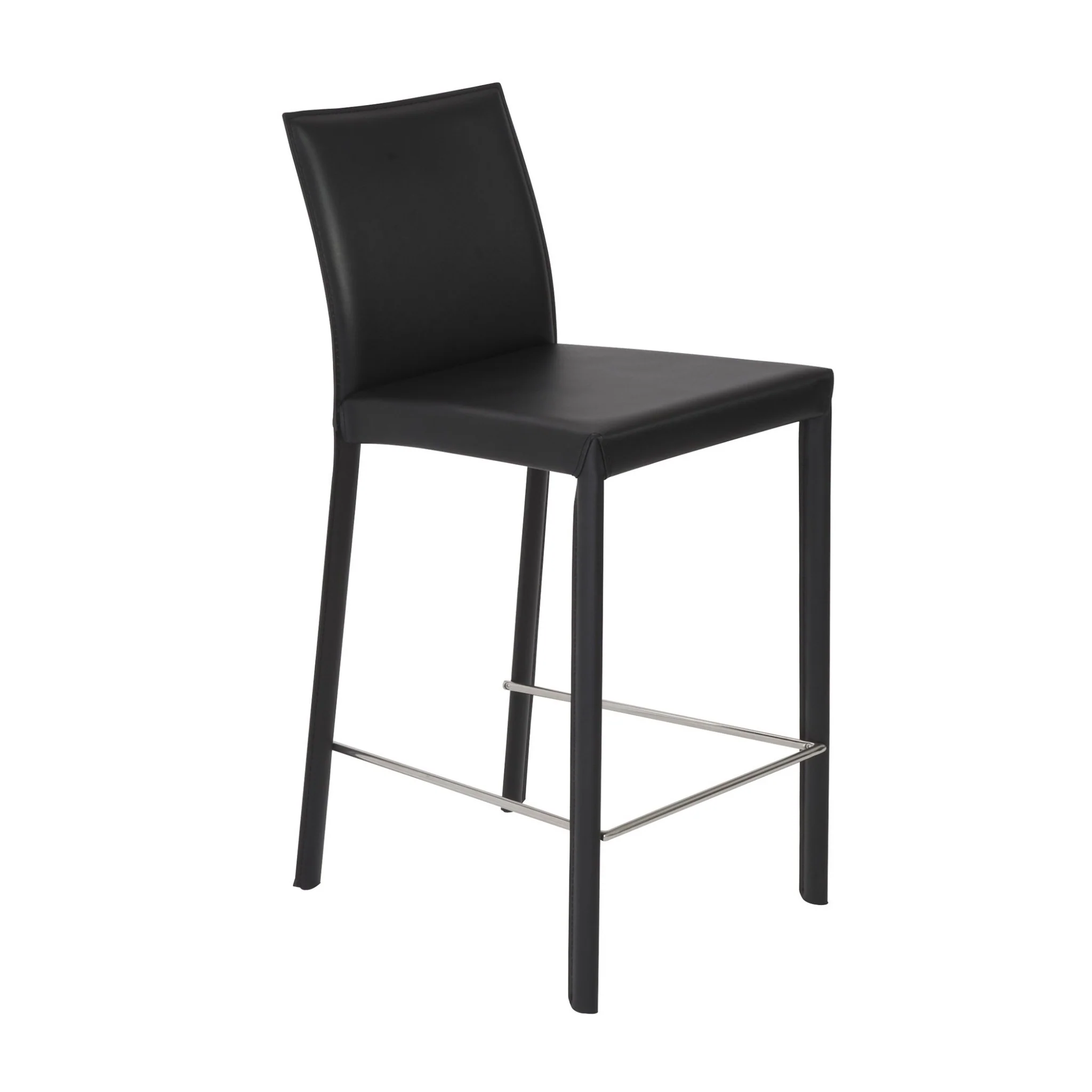 Set Of Two 37" Black Steel Low Back Counter Height Bar Chairs With Footrest By Homeroots - Image 2