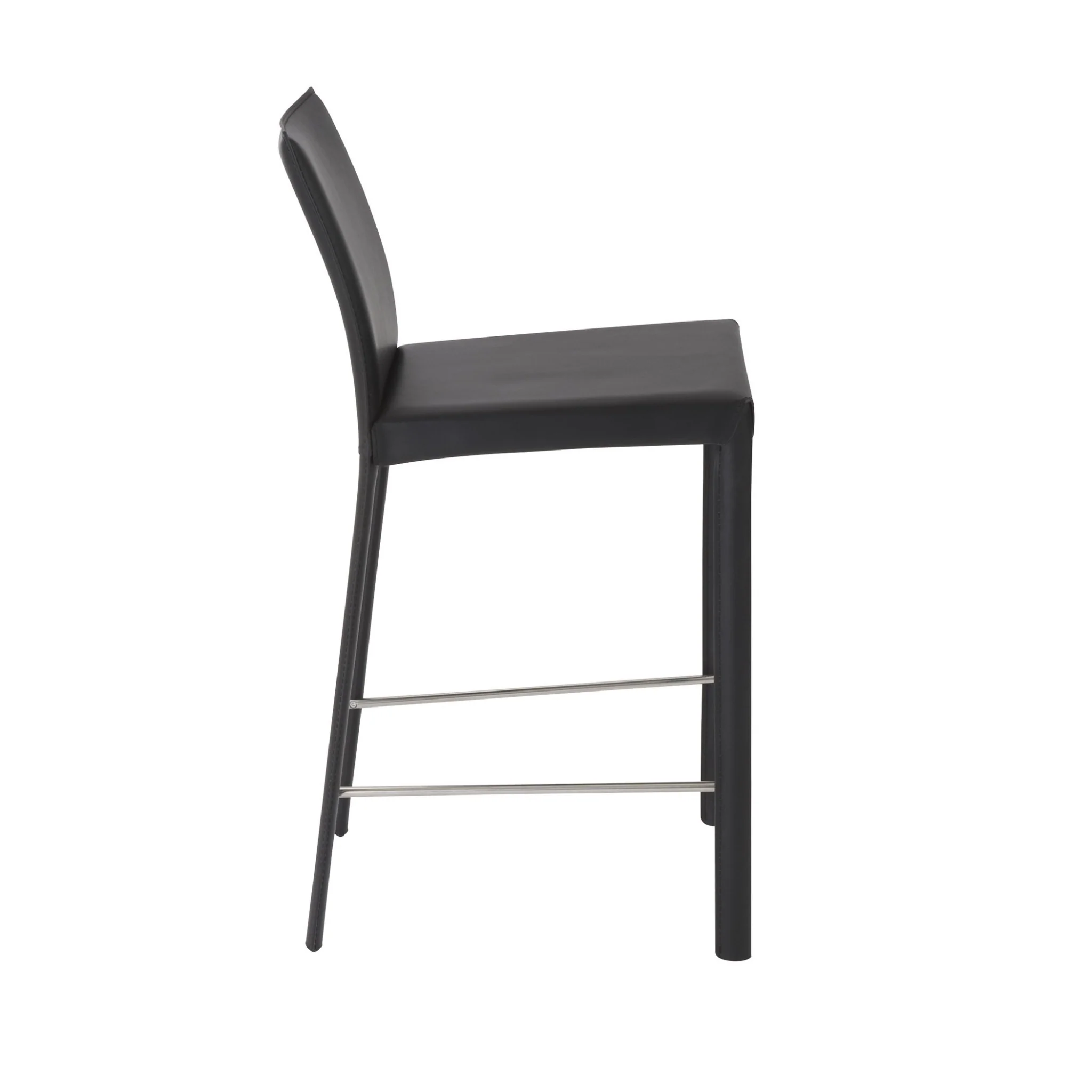Set Of Two 37" Black Steel Low Back Counter Height Bar Chairs With Footrest By Homeroots - Image 3