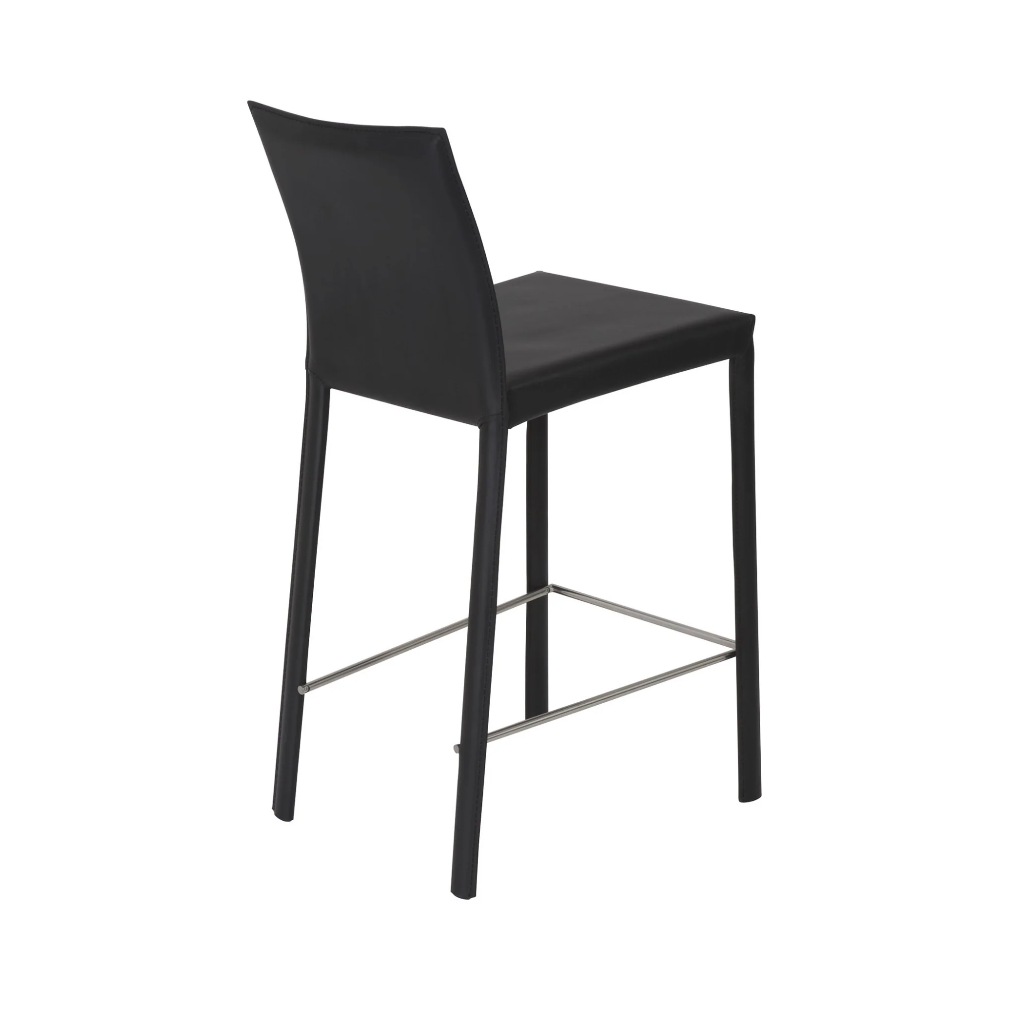 Set Of Two 37" Black Steel Low Back Counter Height Bar Chairs With Footrest By Homeroots - Image 4