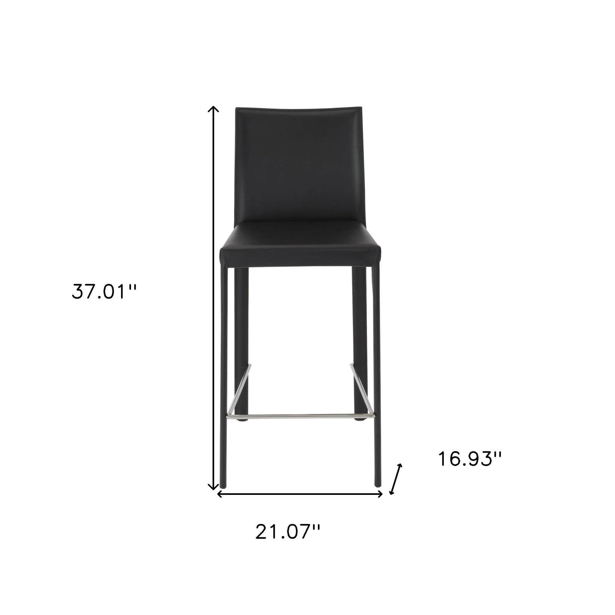 Set Of Two 37" Black Steel Low Back Counter Height Bar Chairs With Footrest By Homeroots - Image 6