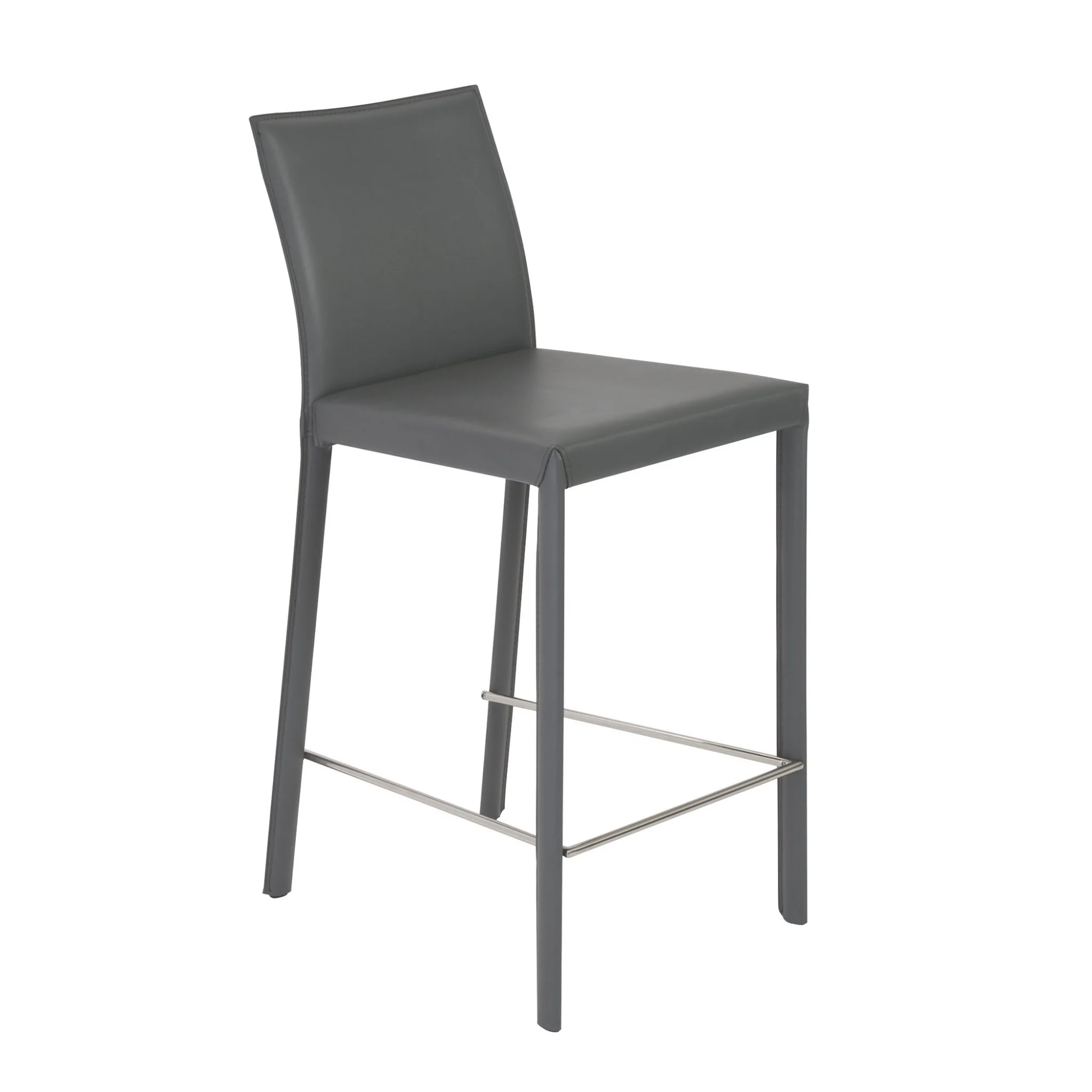 Set Of Two 37" Gray Steel Low Back Counter Height Bar Chairs With Footrest By Homeroots - Image 3