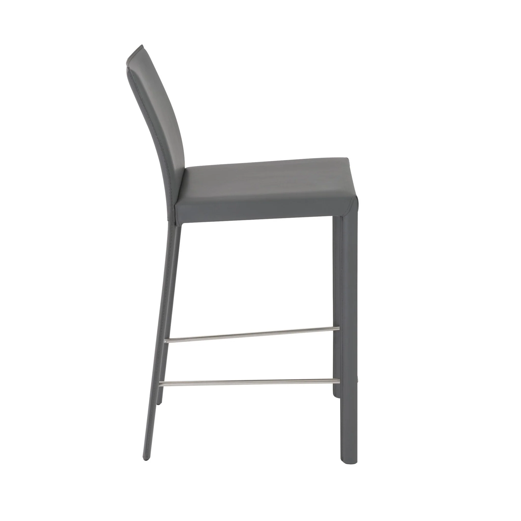 Set Of Two 37" Gray Steel Low Back Counter Height Bar Chairs With Footrest By Homeroots - Image 4