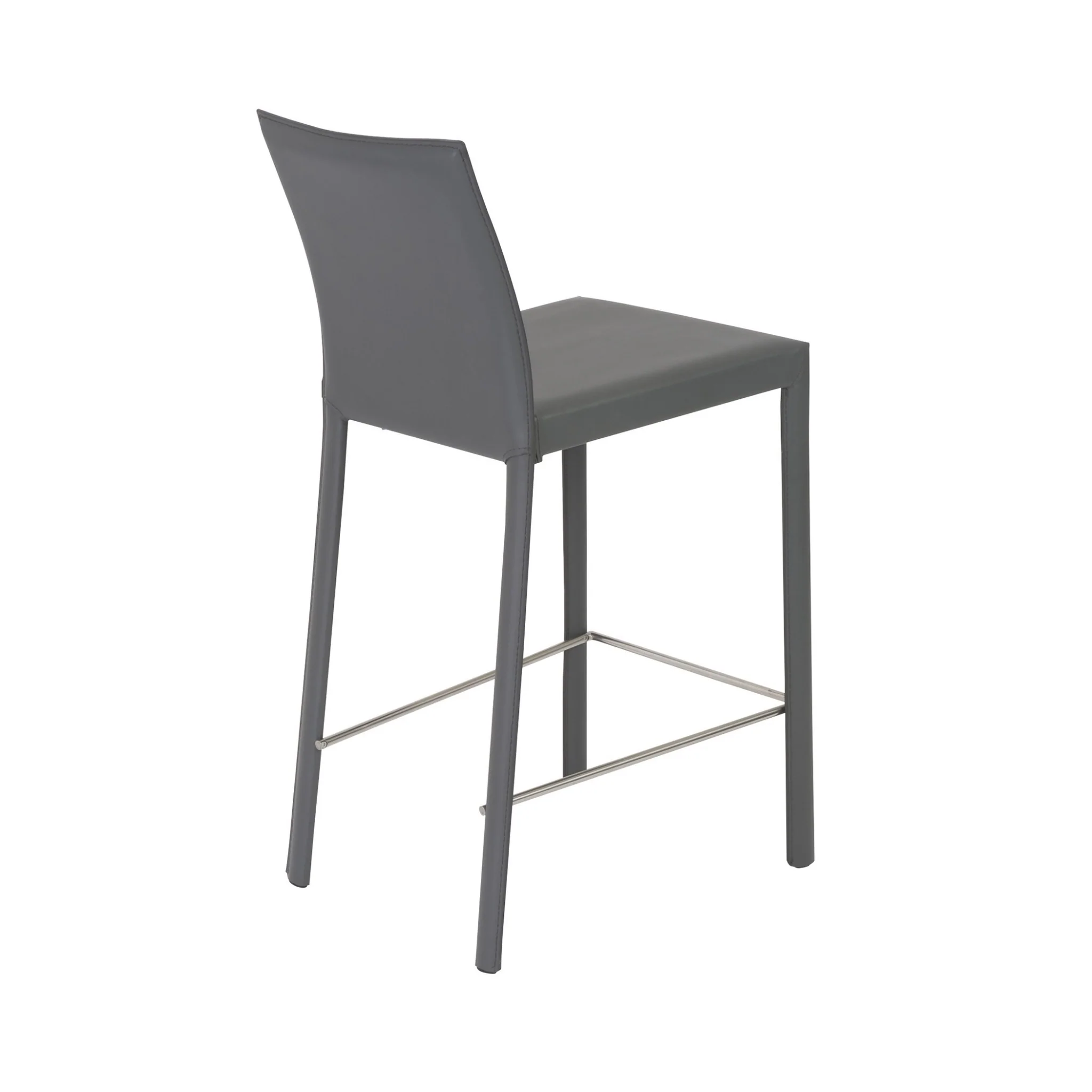 Set Of Two 37" Gray Steel Low Back Counter Height Bar Chairs With Footrest By Homeroots - Image 5