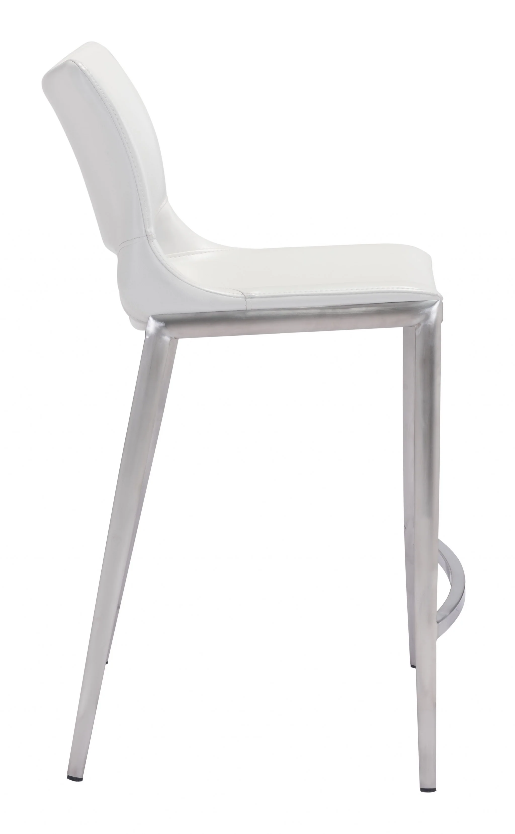 Set Of Two 37" White And Silver Steel Low Back Counter Height Bar Chairs With Footrest By Homeroots - Image 2
