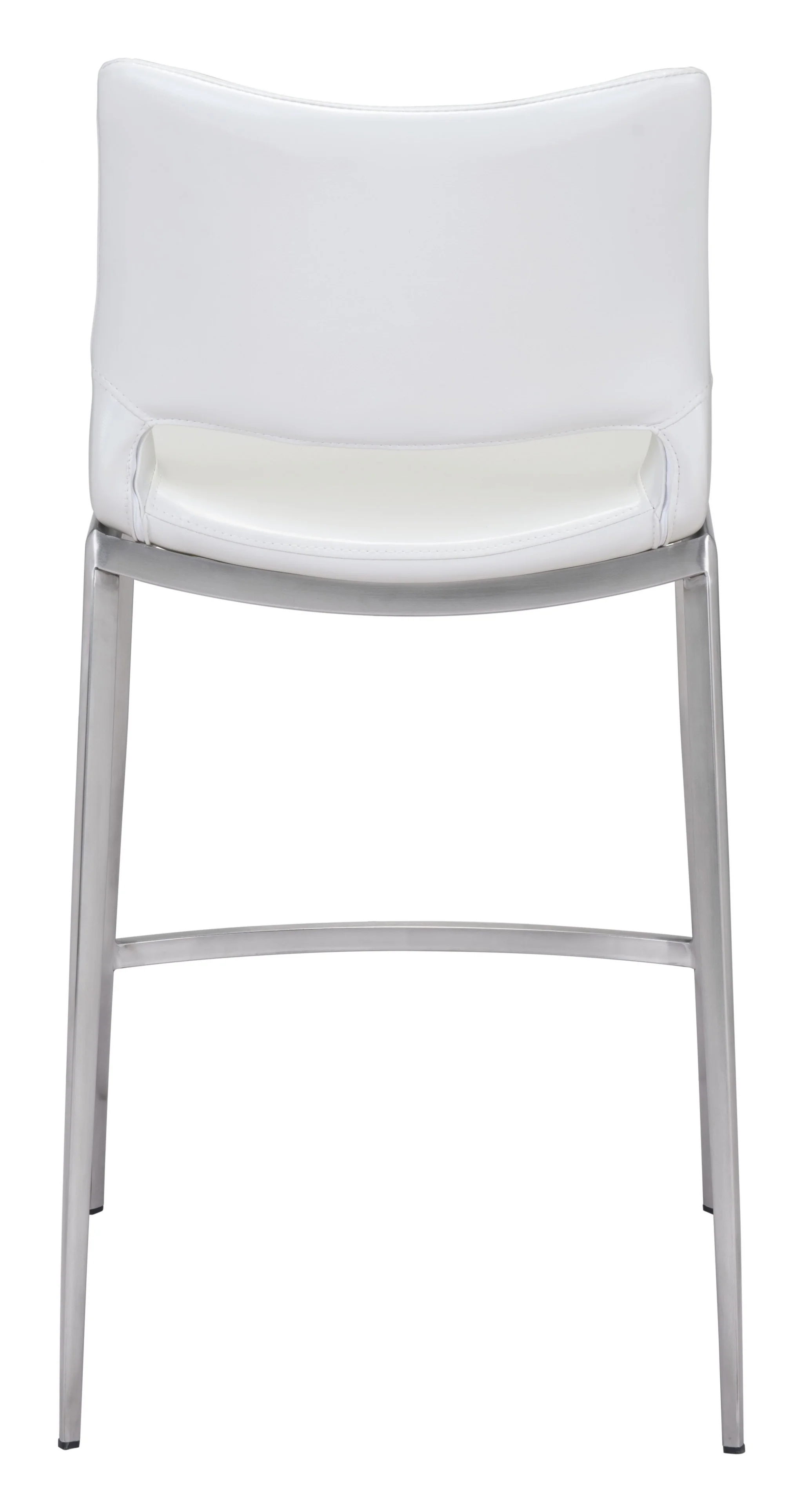 Set Of Two 37" White And Silver Steel Low Back Counter Height Bar Chairs With Footrest By Homeroots - Image 4
