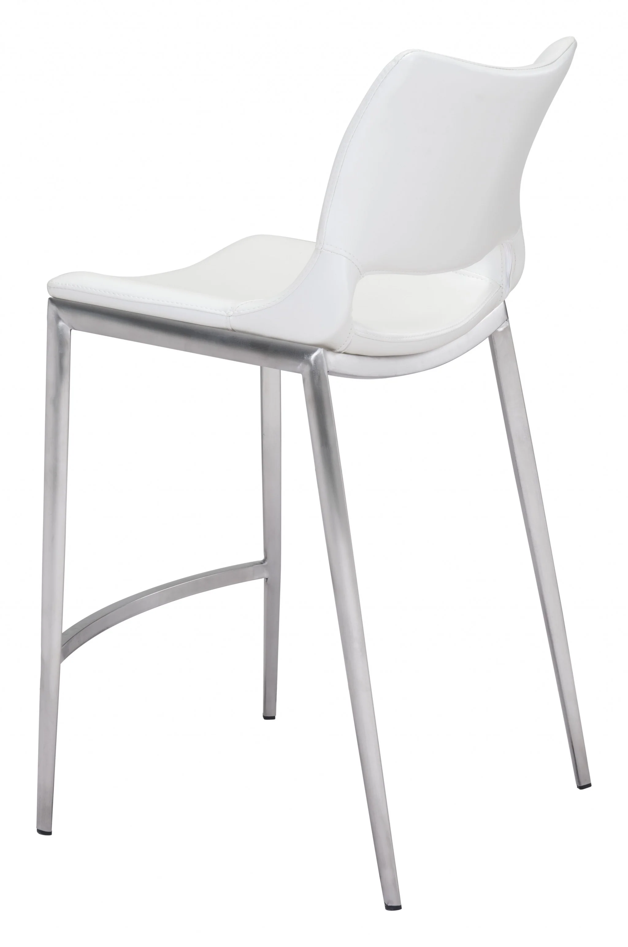 Set Of Two 37" White And Silver Steel Low Back Counter Height Bar Chairs With Footrest By Homeroots - Image 7