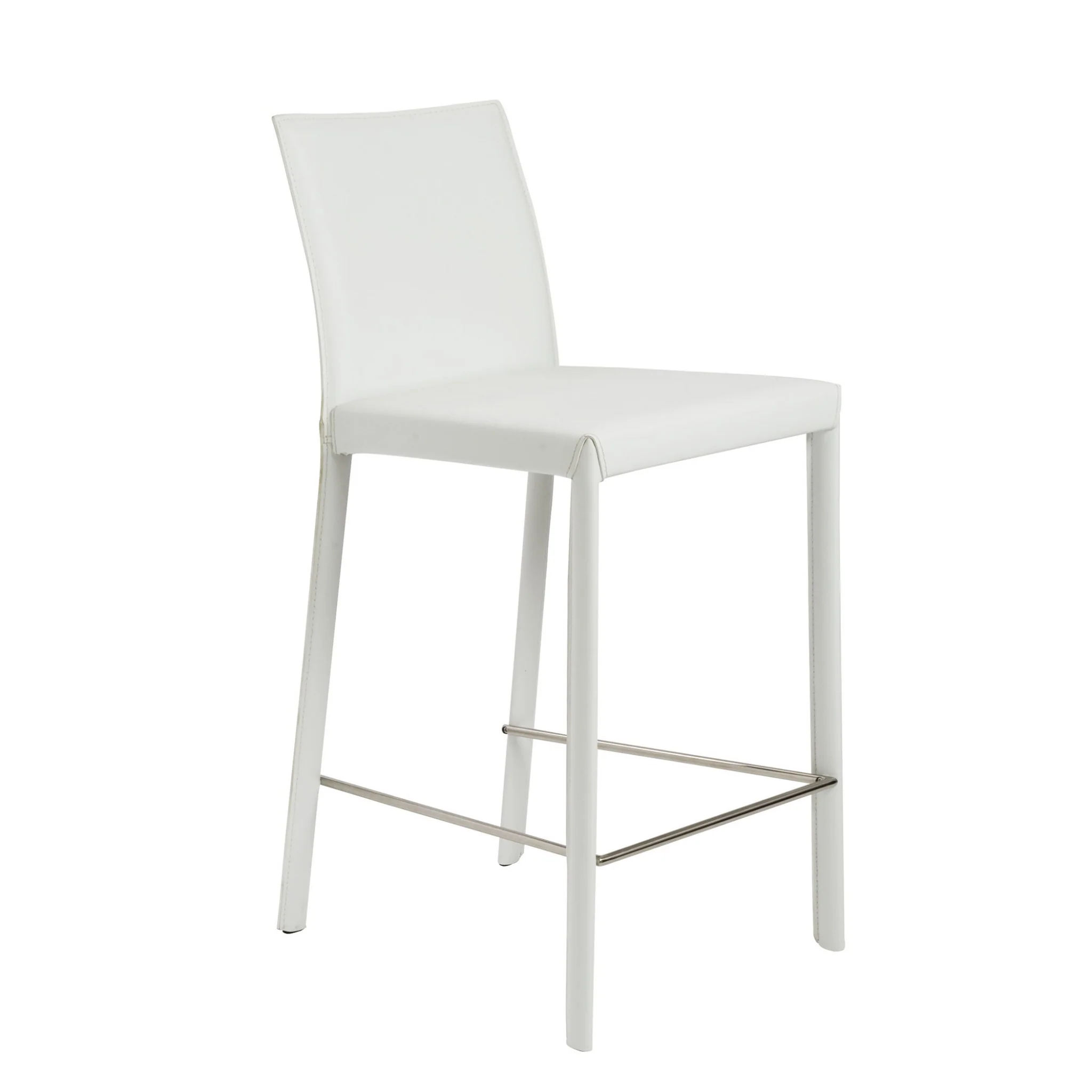 Set Of Two 37" White Steel Low Back Counter Height Bar Chairs With Footrest By Homeroots - Image 2