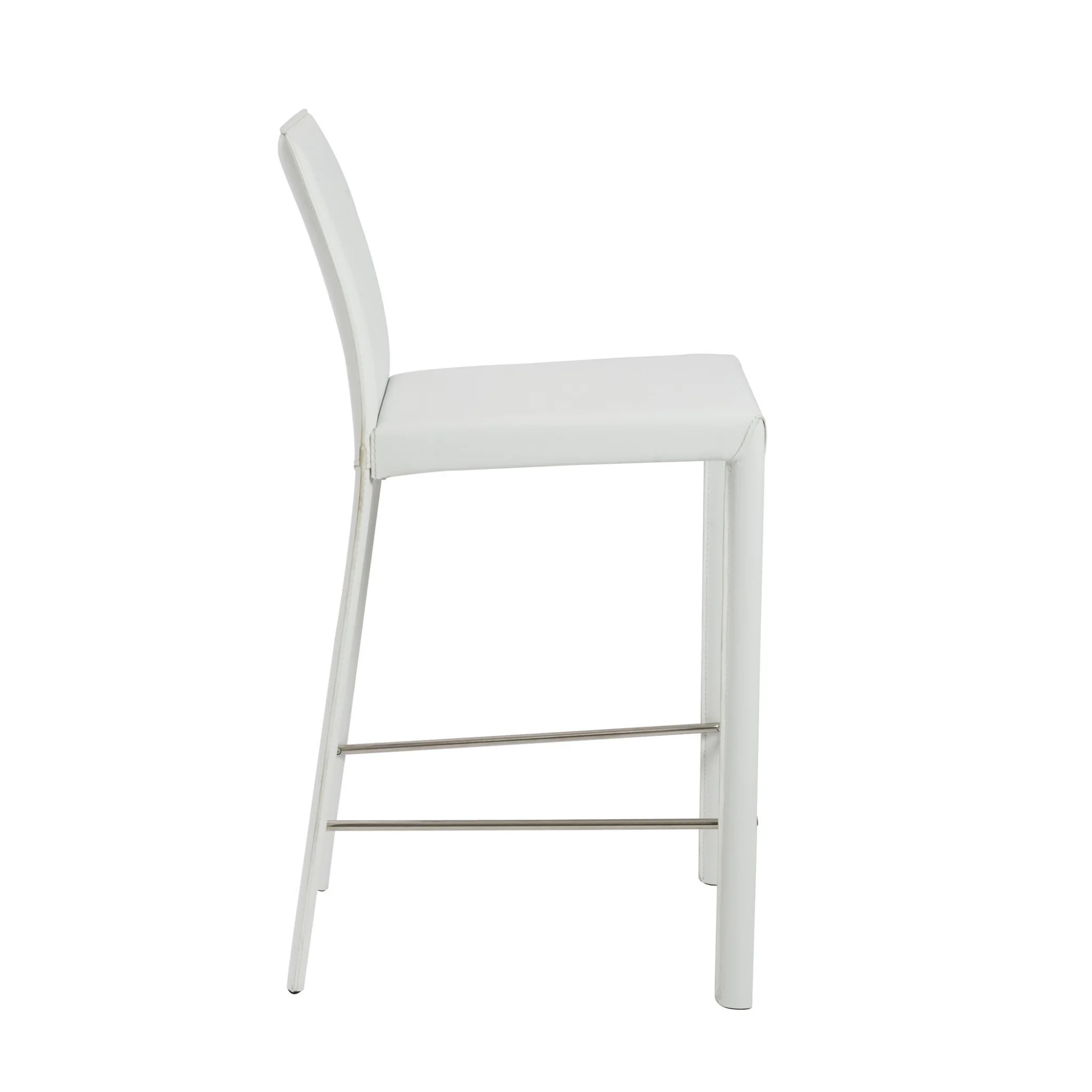 Set Of Two 37" White Steel Low Back Counter Height Bar Chairs With Footrest By Homeroots - Image 3