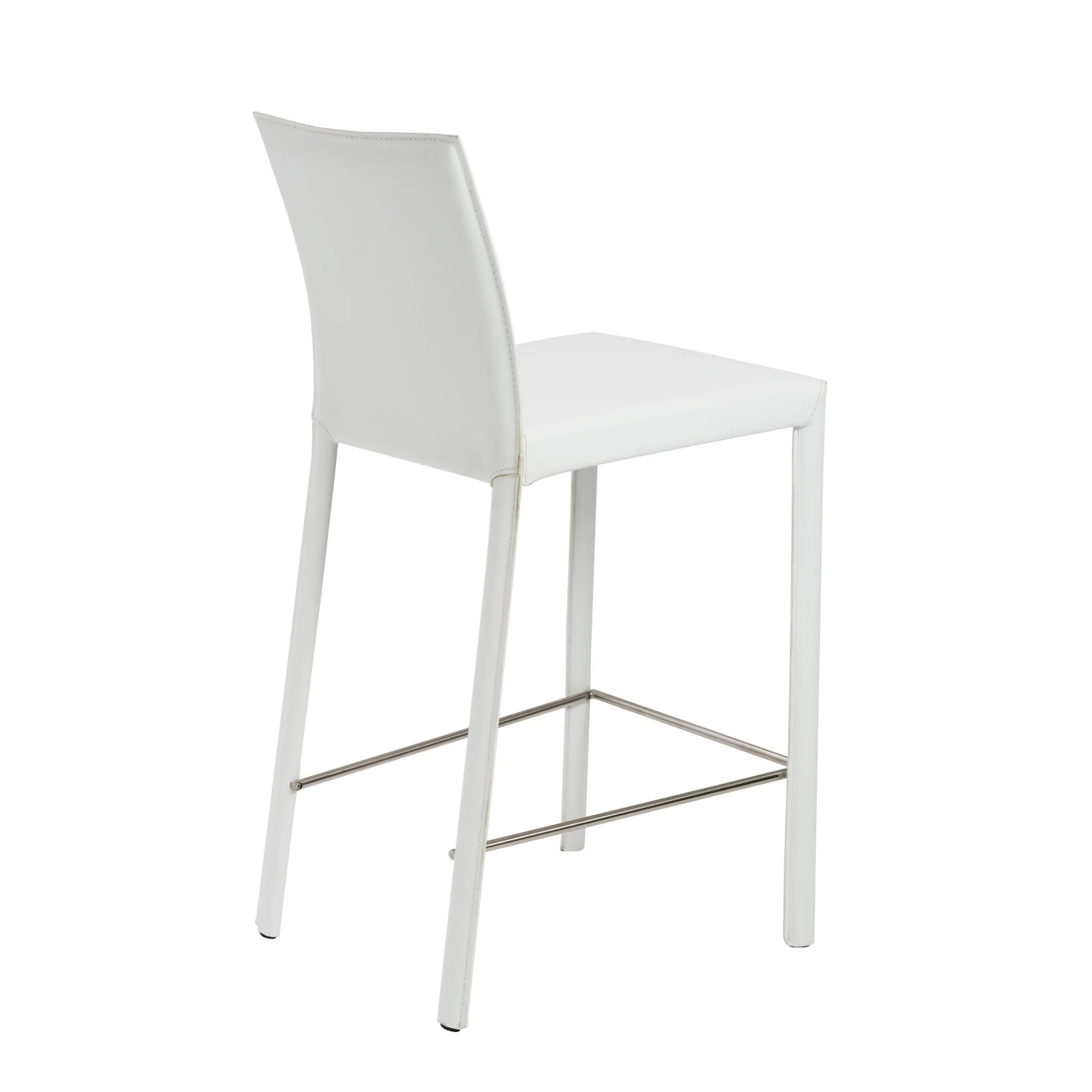 Set Of Two 37" White Steel Low Back Counter Height Bar Chairs With Footrest By Homeroots - Image 4