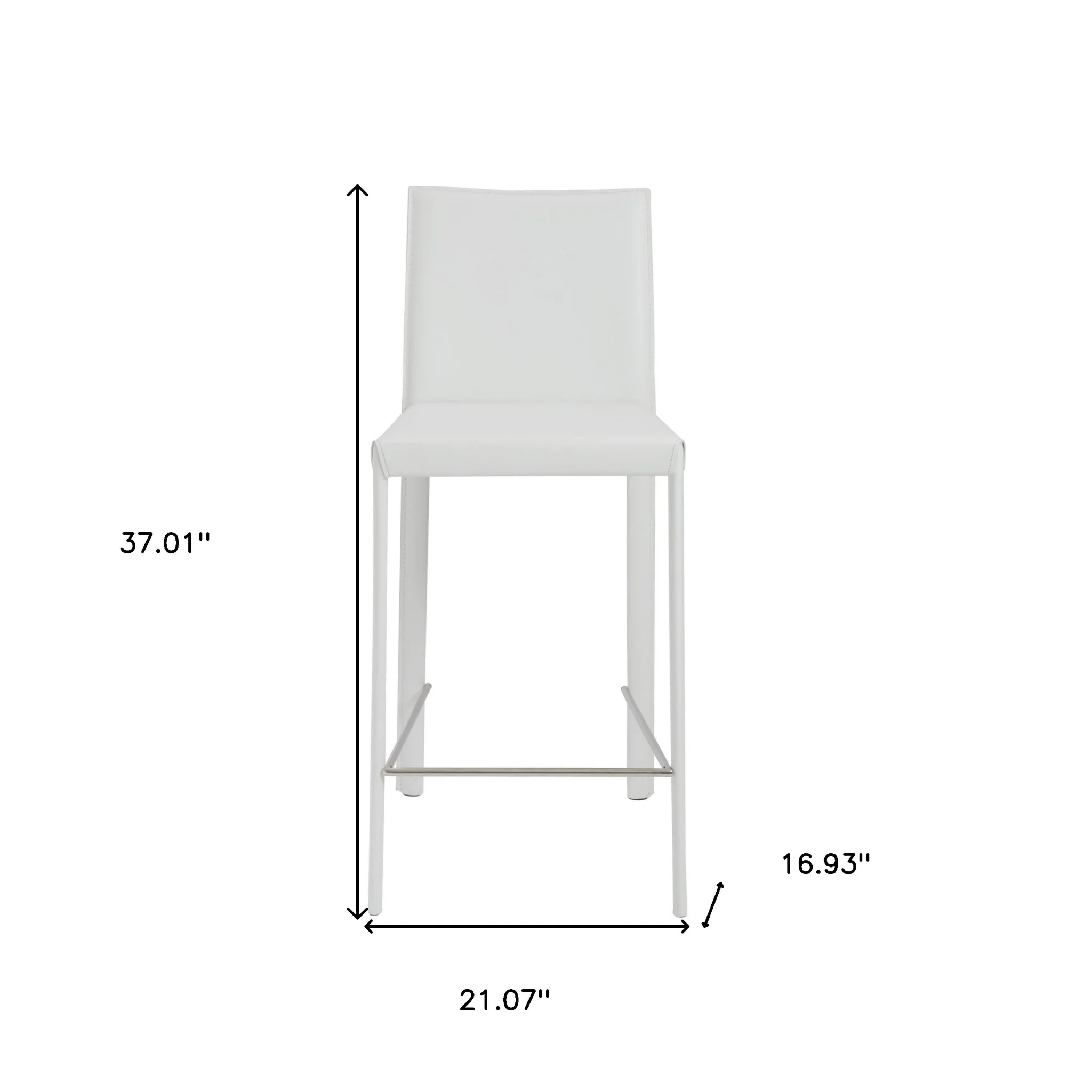 Set Of Two 37" White Steel Low Back Counter Height Bar Chairs With Footrest By Homeroots - Image 6
