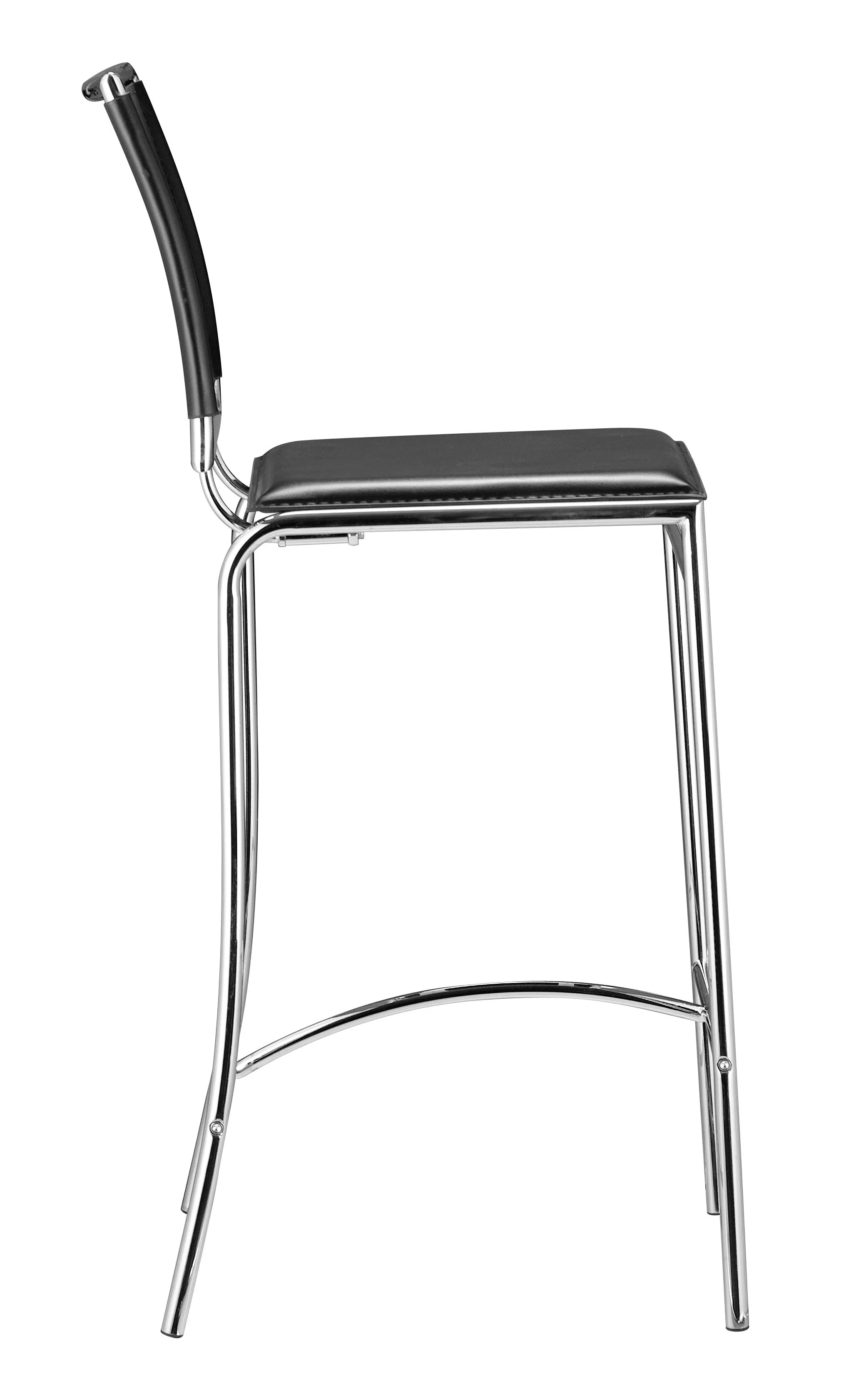 Set Of Two 38" Black Steel Low Back Chairs With Footrest By Homeroots - Image 3