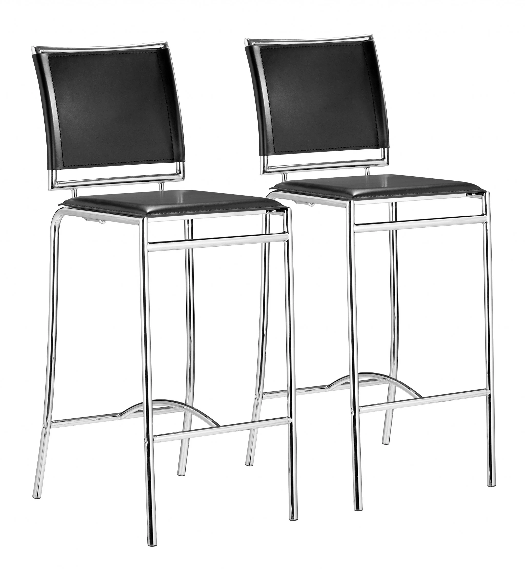 Set Of Two 38" Black Steel Low Back Chairs With Footrest By Homeroots - Image 6