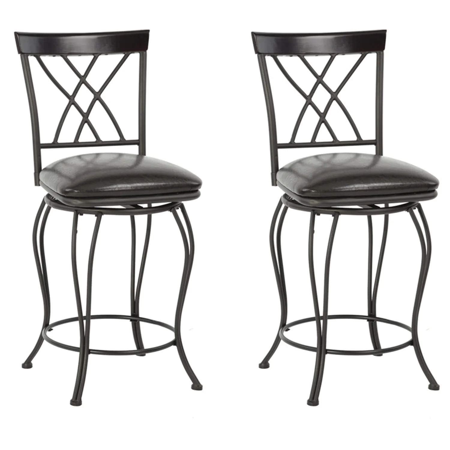 Set Of Two 38" Brown Small Bar Chairs By Homeroots - Image 2