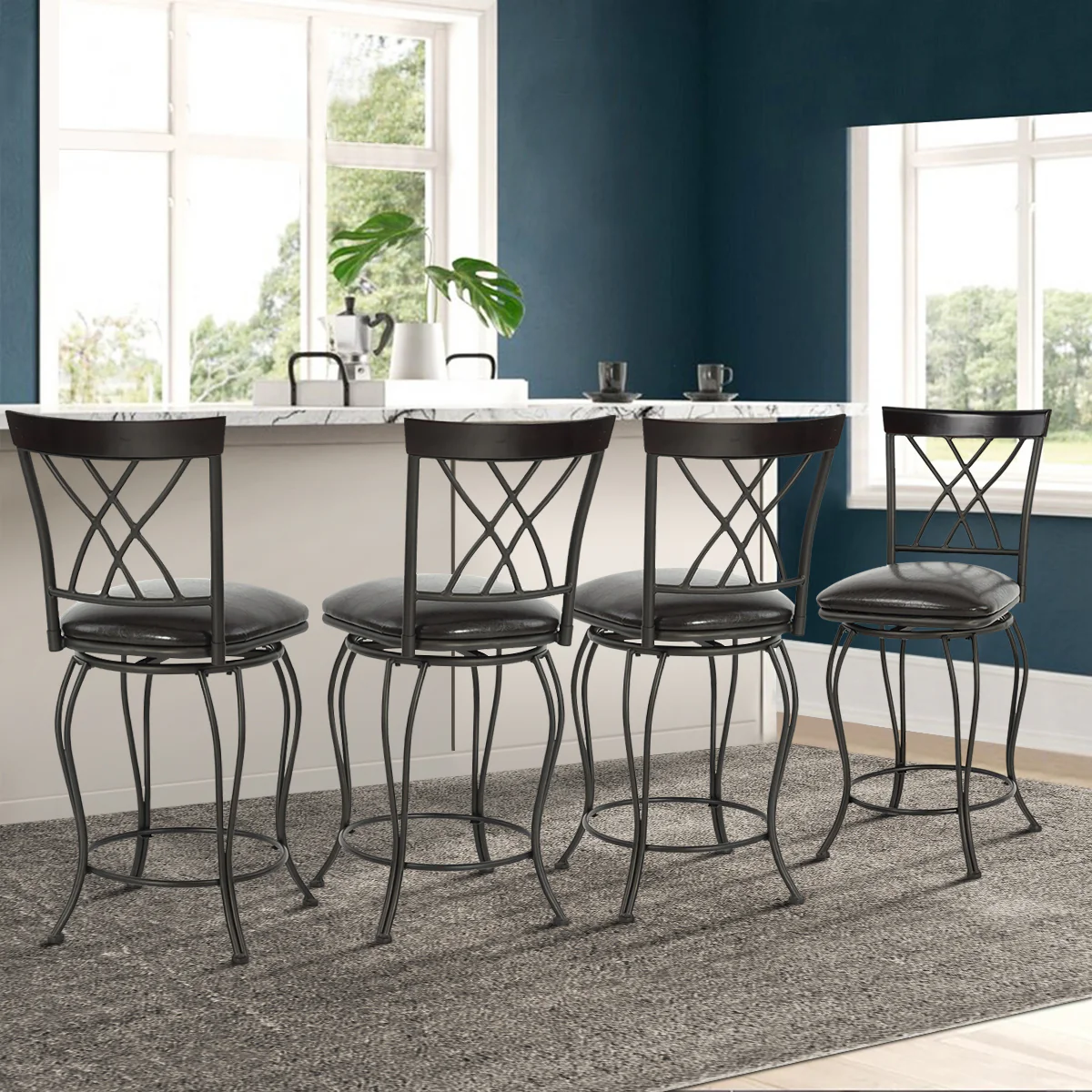 Set Of Two 38" Brown Small Bar Chairs By Homeroots - Image 7