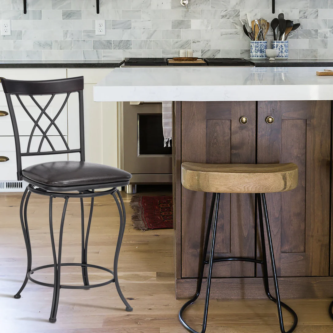 Set Of Two 38" Brown Small Bar Chairs By Homeroots - Image 8