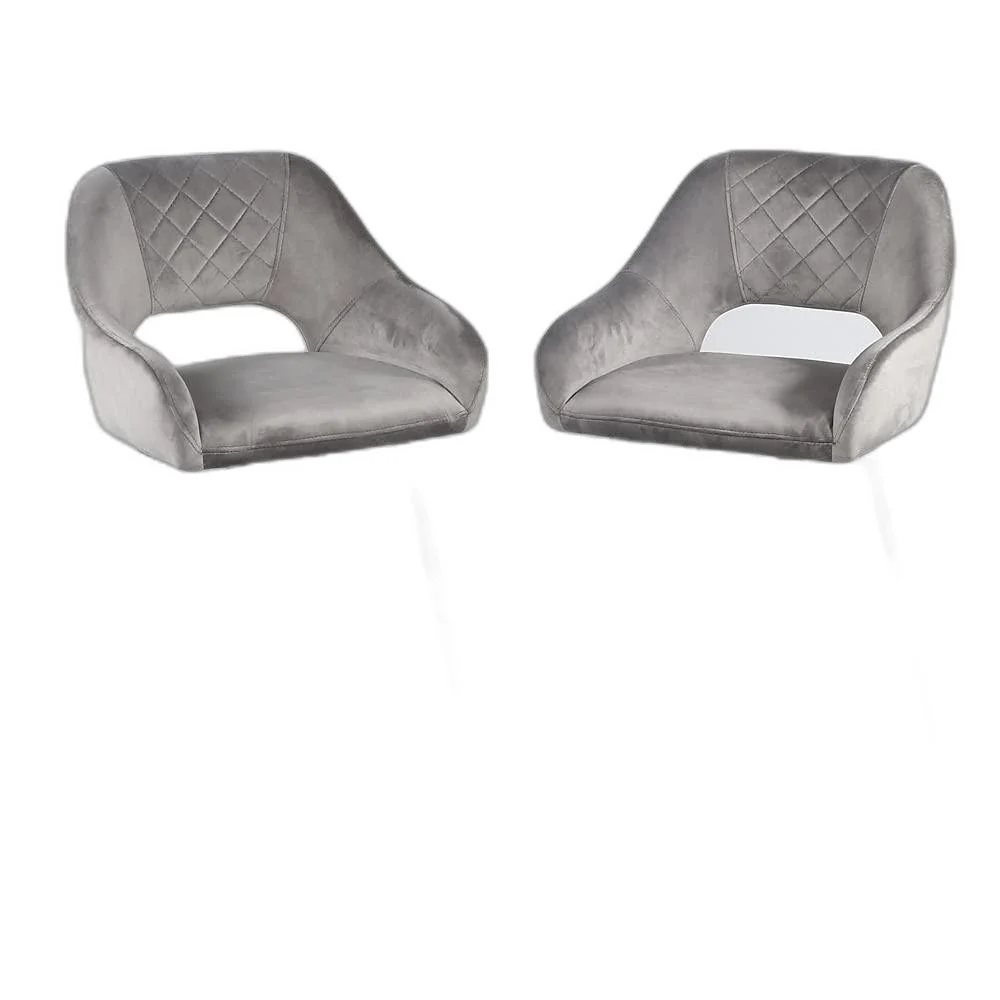 Set Of Two 38" Gray Velvet And Black Open Back Bar Height Chairs By Homeroots - Image 3