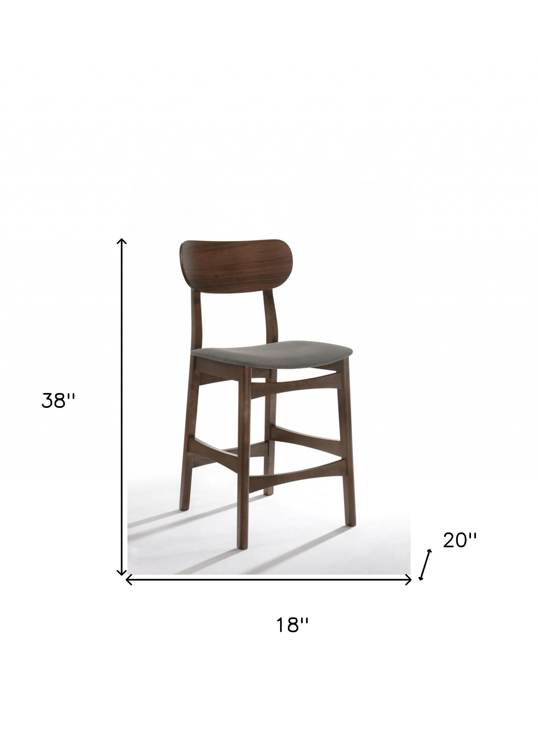 Set Of Two 38" Grey Brown Bar Height Low Back Bar Chairs With Footrest By Homeroots - Image 6