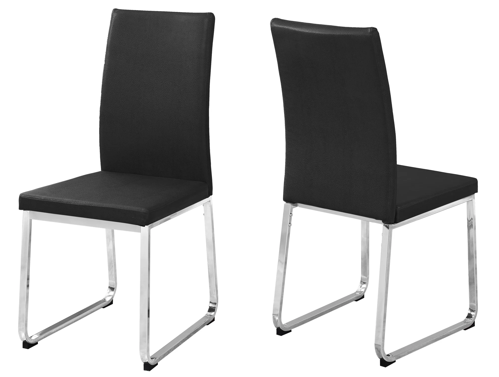 Set Of Two 39.5" Leather Look Foam And Chrome Metal Dining Chairs By Homeroots - Image 2