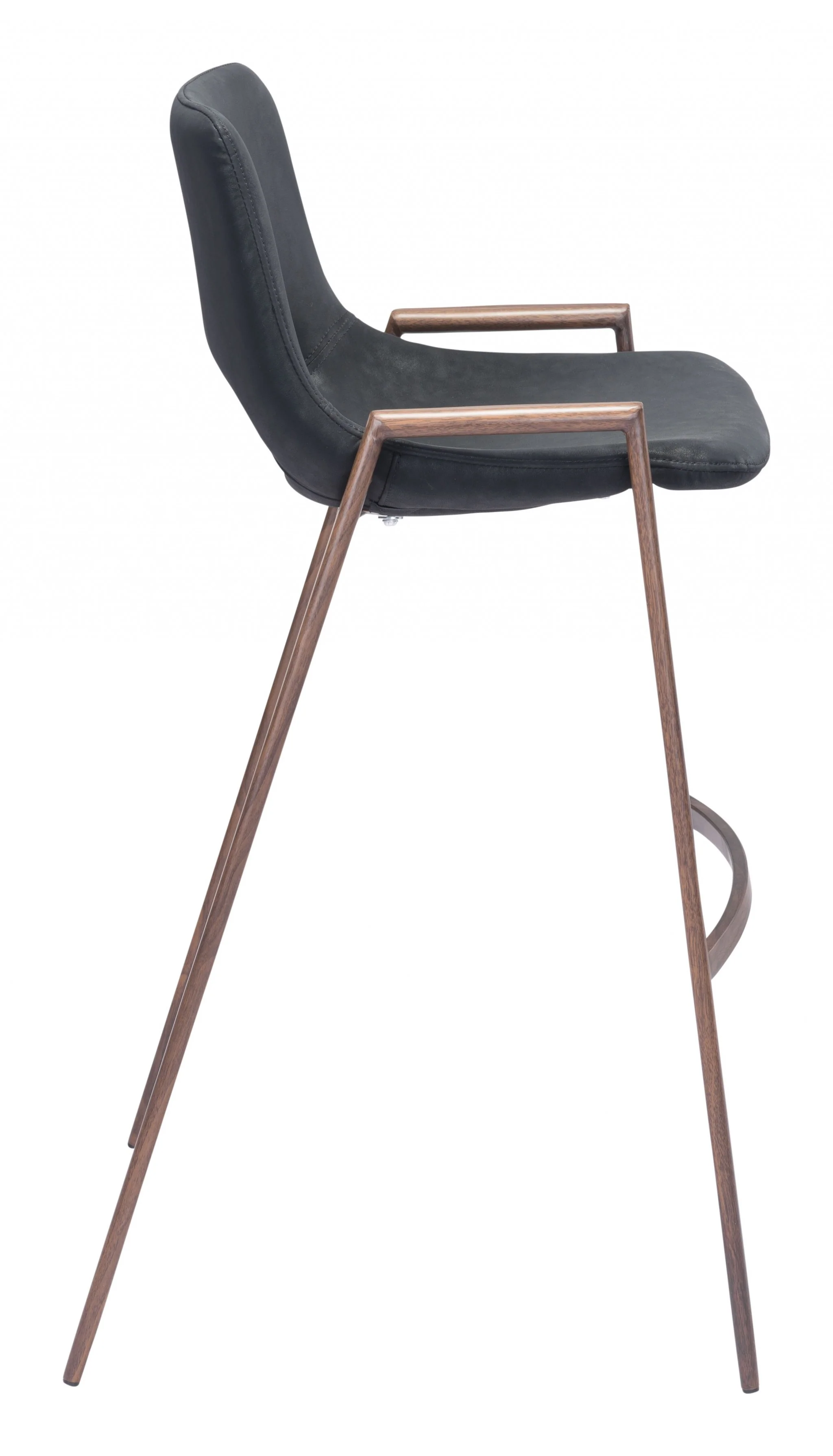 Set Of Two 39" Black And Brown Steel Low Back Bar Height Chairs With Footrest By Homeroots - Image 2